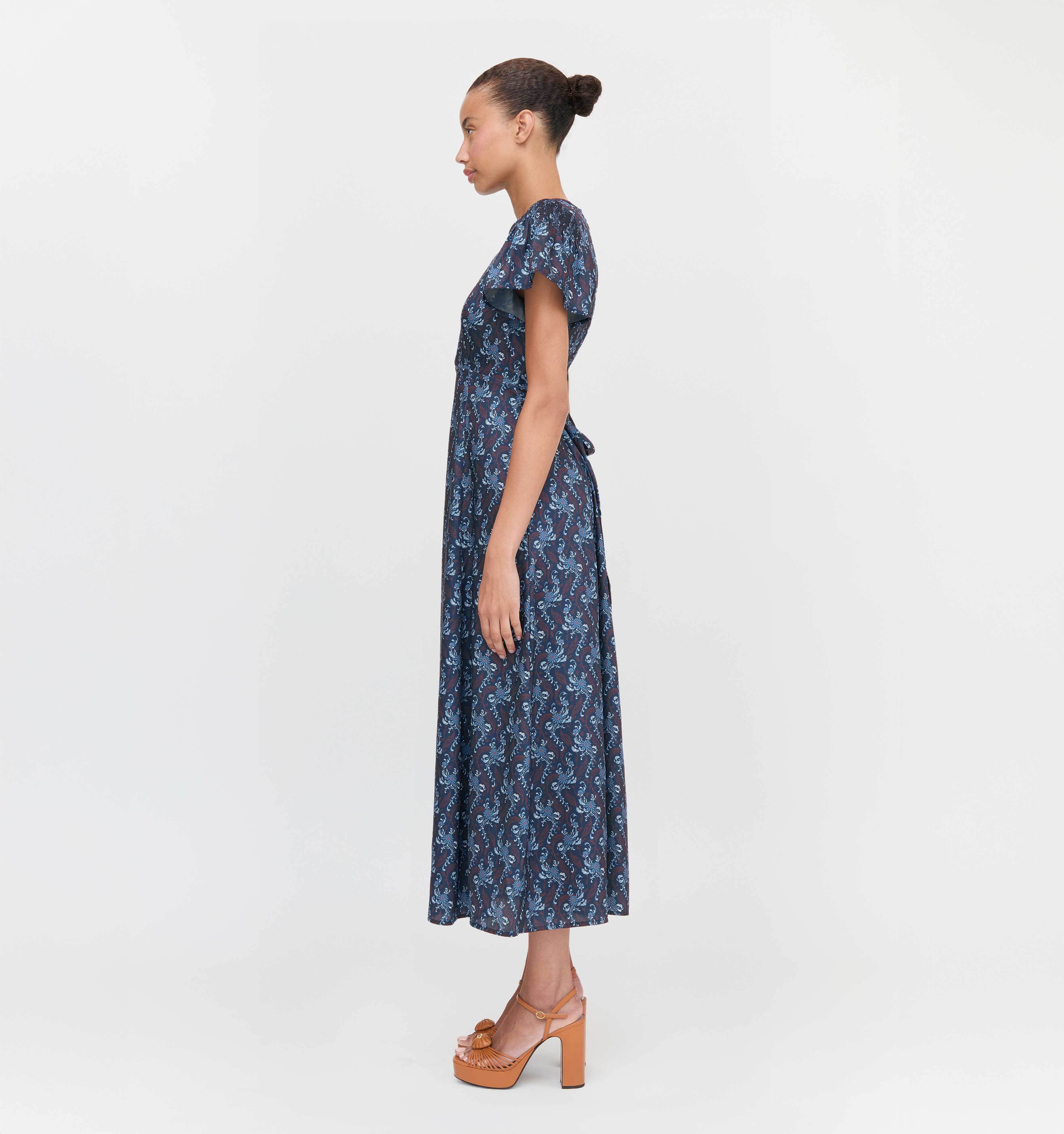 The Dominique Dress - Navy Cala Paisley