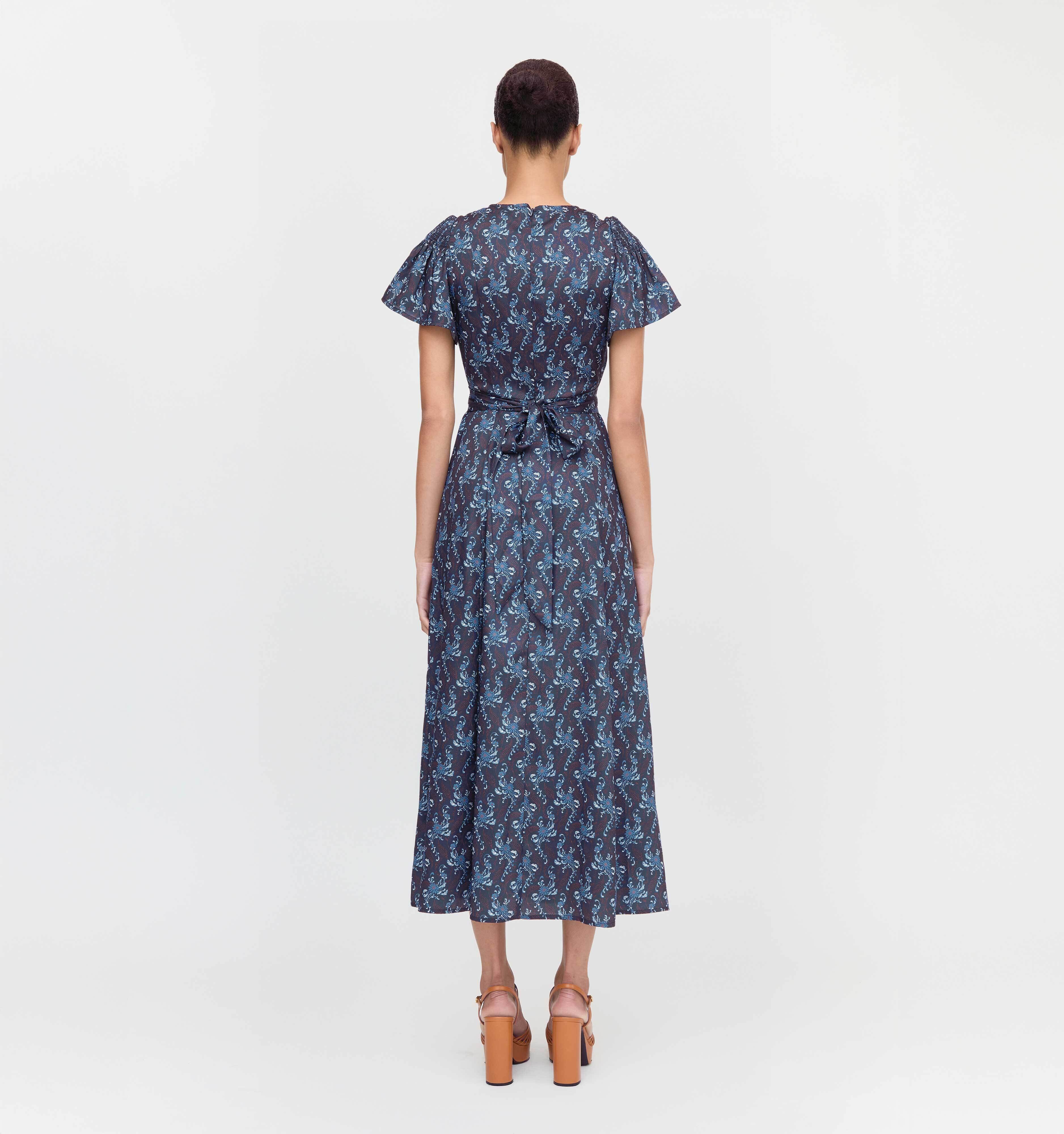 The Dominique Dress - Navy Cala Paisley