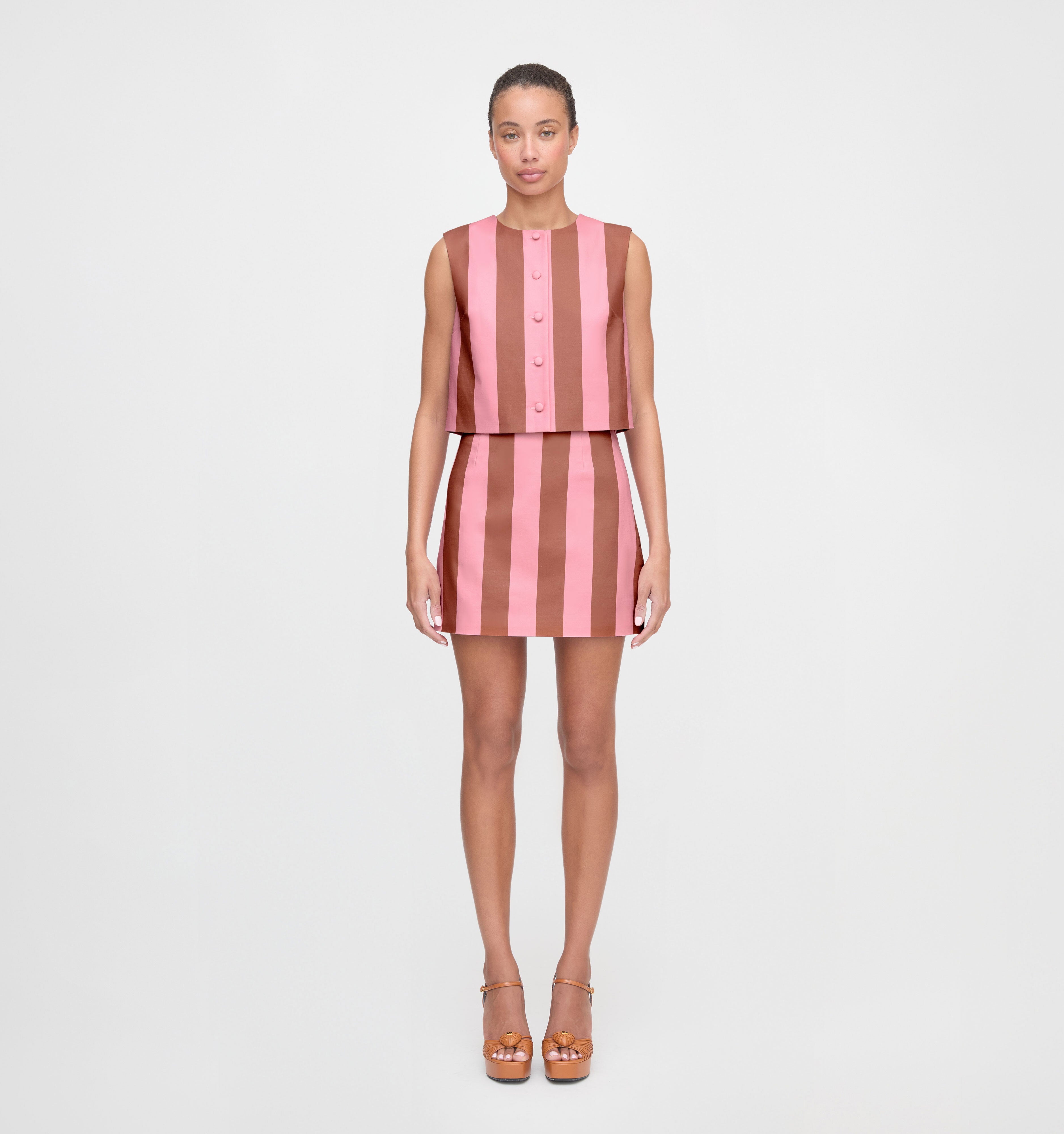 The Rosalie Top - Coral Cabana Stripe