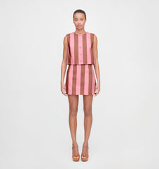 The Hallie Skirt - Coral Cabana Stripe