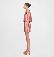 The Hallie Skirt - Coral Cabana Stripe