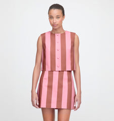 The Rosalie Top - Coral Cabana Stripe