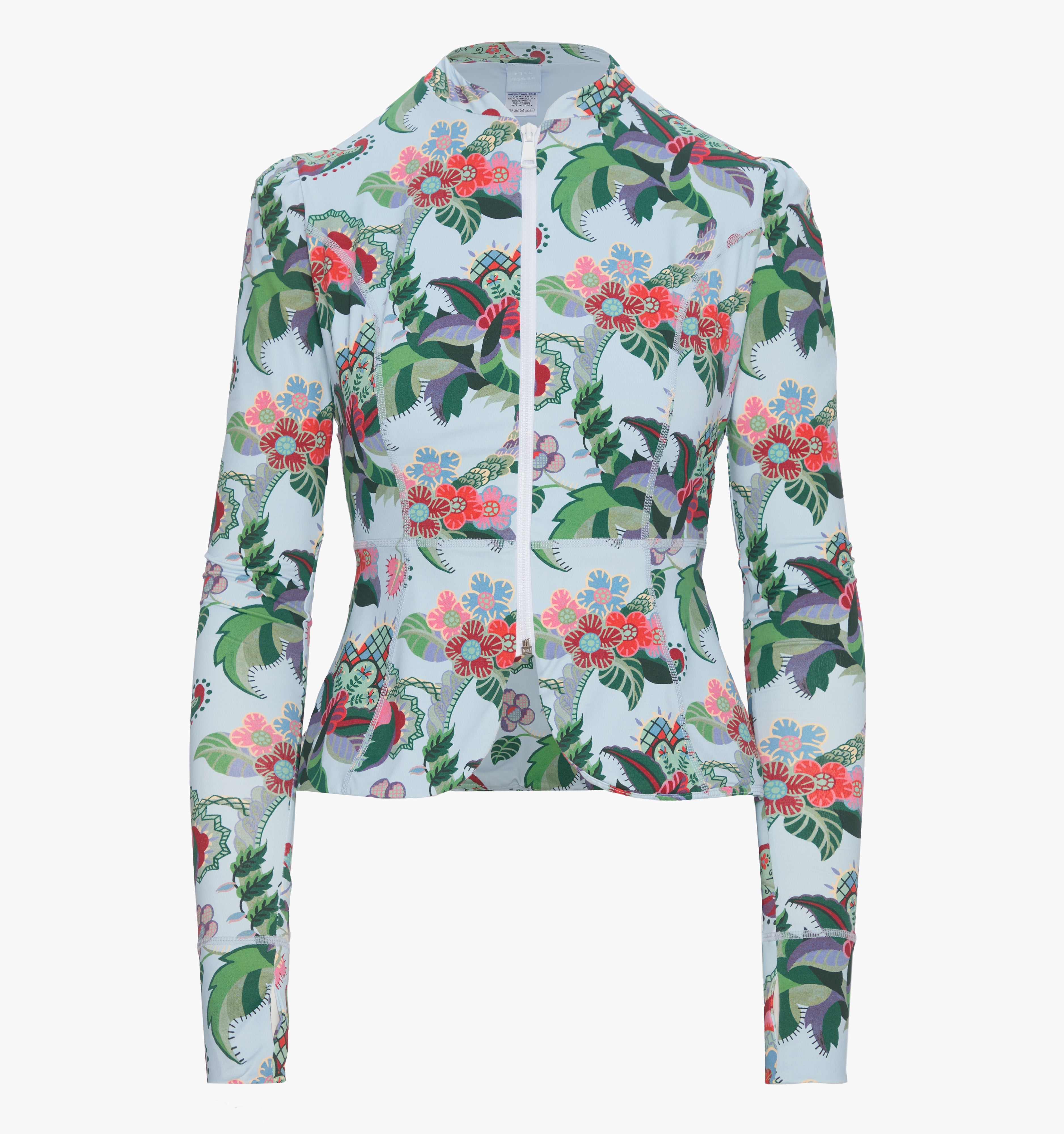 The Alexia Rashguard - Light Blue Jungle Floral