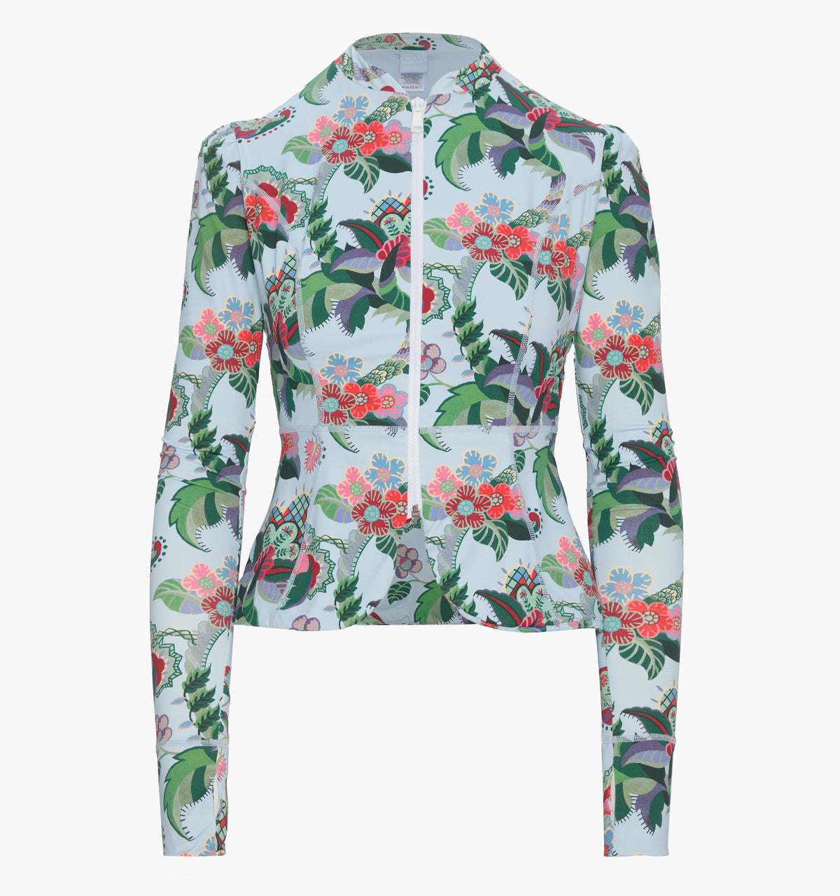 The Alexia Rashguard - Light Blue Jungle Floral