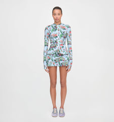 The Alexia Rashguard - Light Blue Jungle Floral