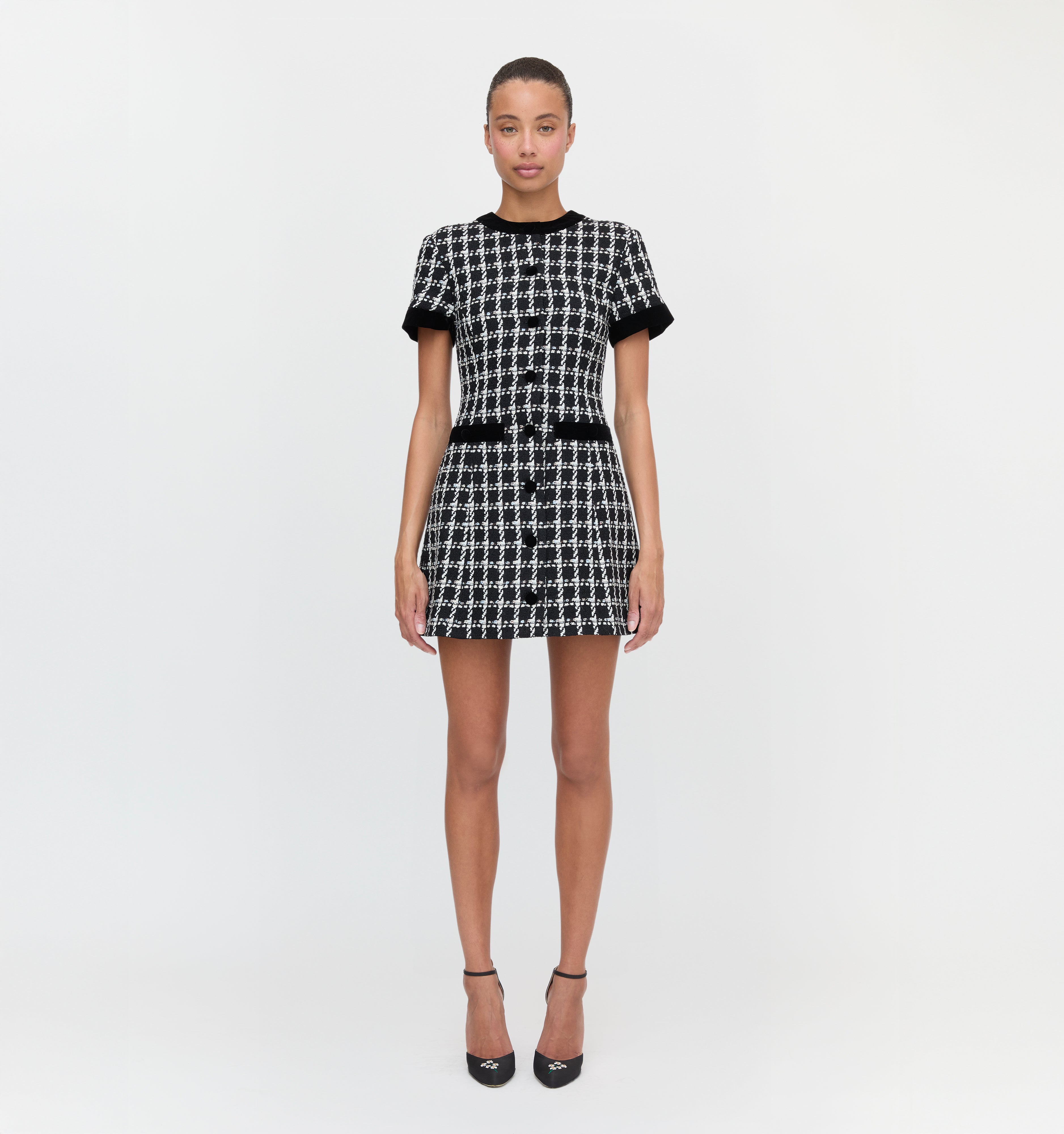 The Allegra Dress - Black and White Tweed