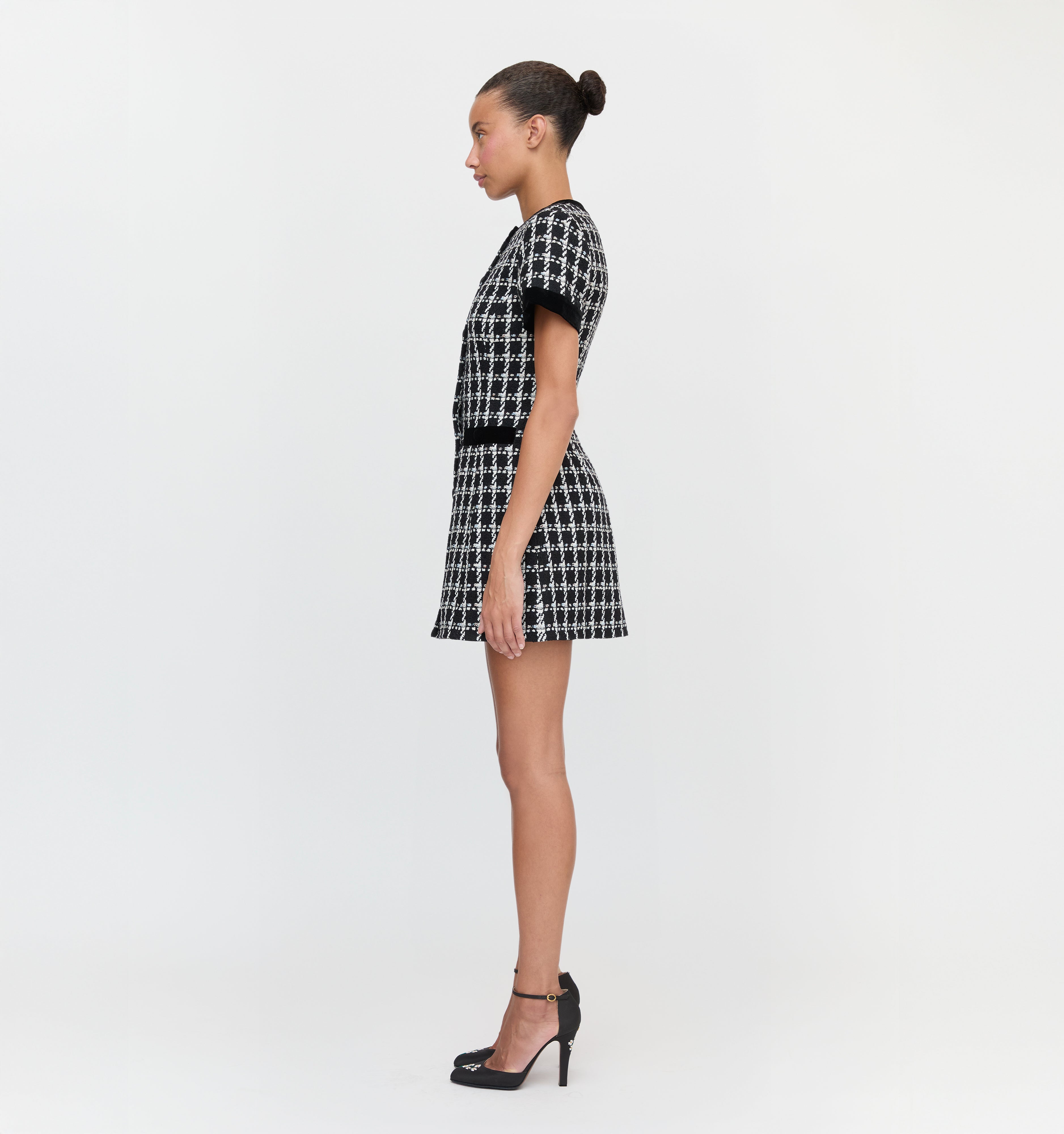 The Allegra Dress - Black and White Tweed