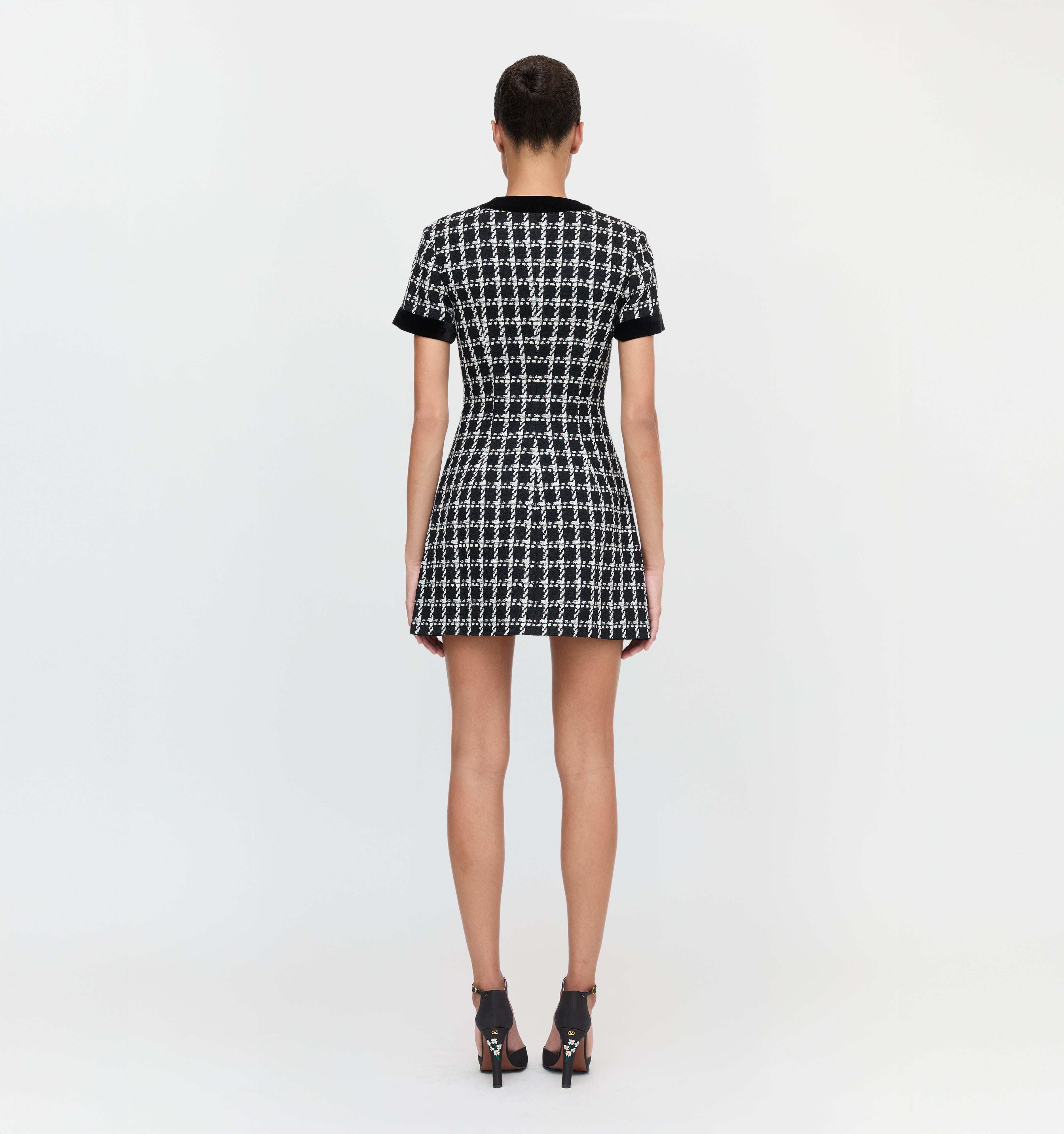 The Allegra Dress - Black and White Tweed