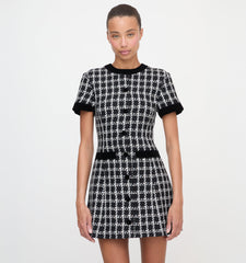 The Allegra Dress - Black and White Tweed