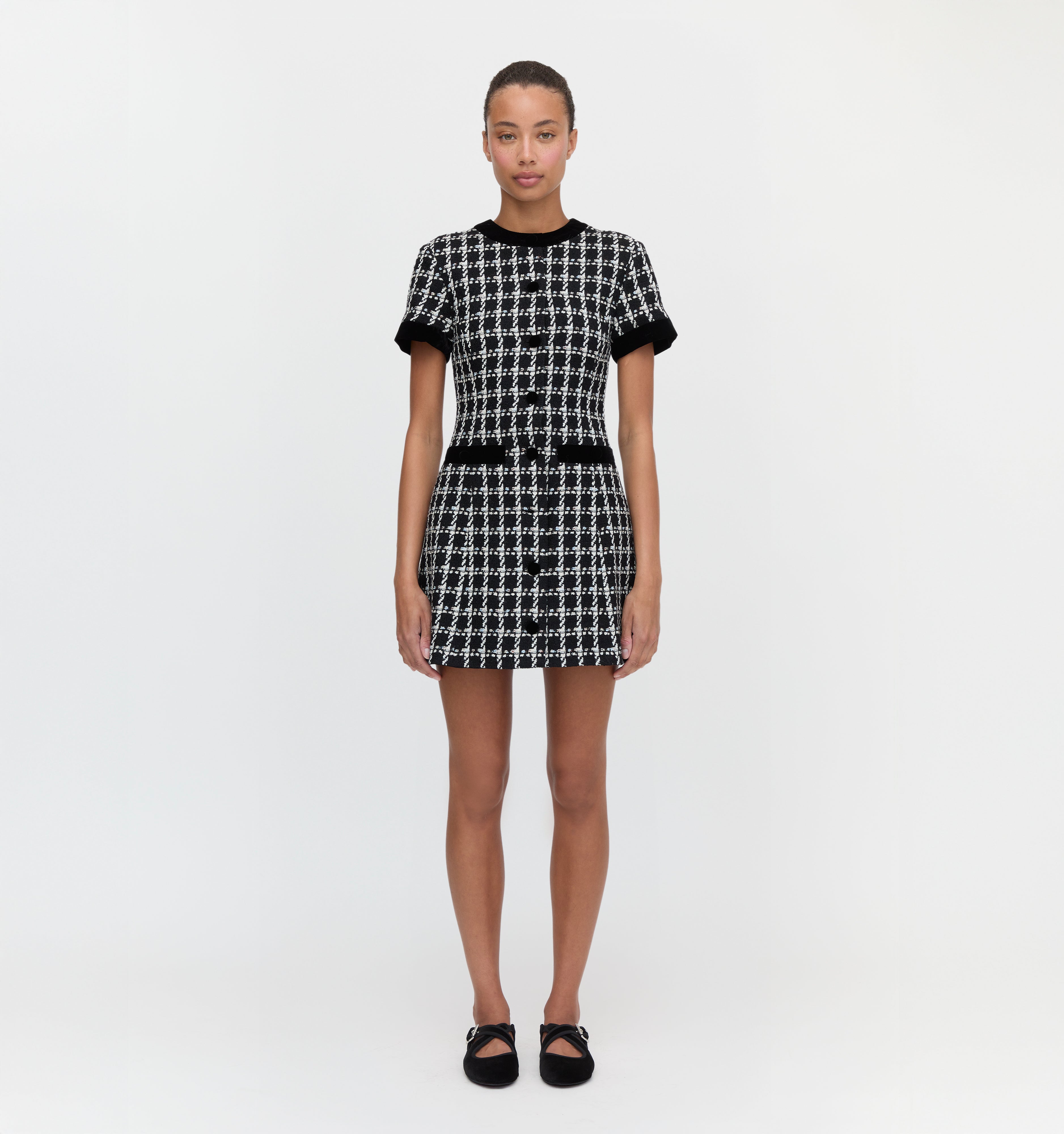 The Allegra Dress - Black and White Tweed