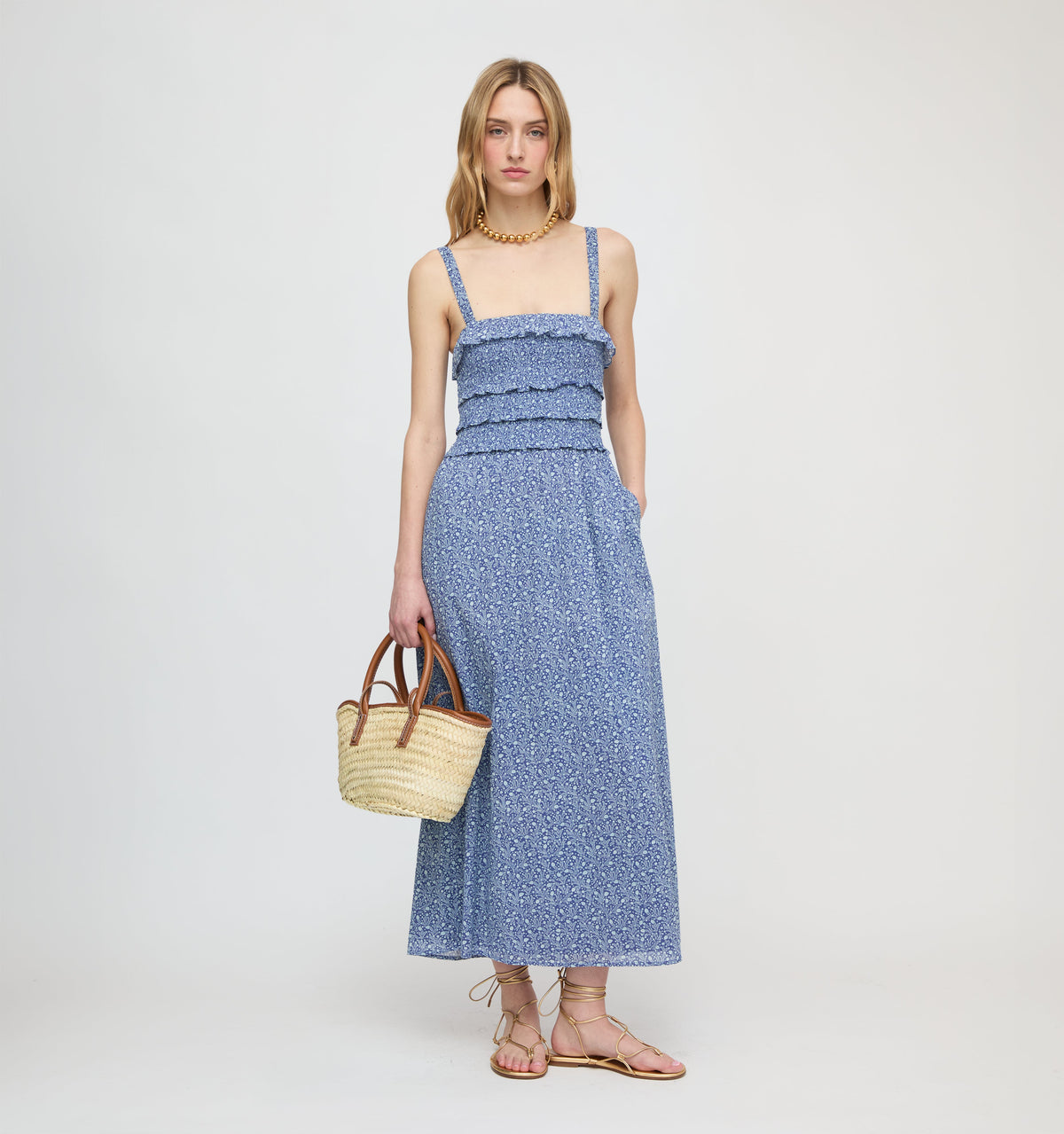 The Analiese Nap Dress - Cornflower Ditsy Thistle