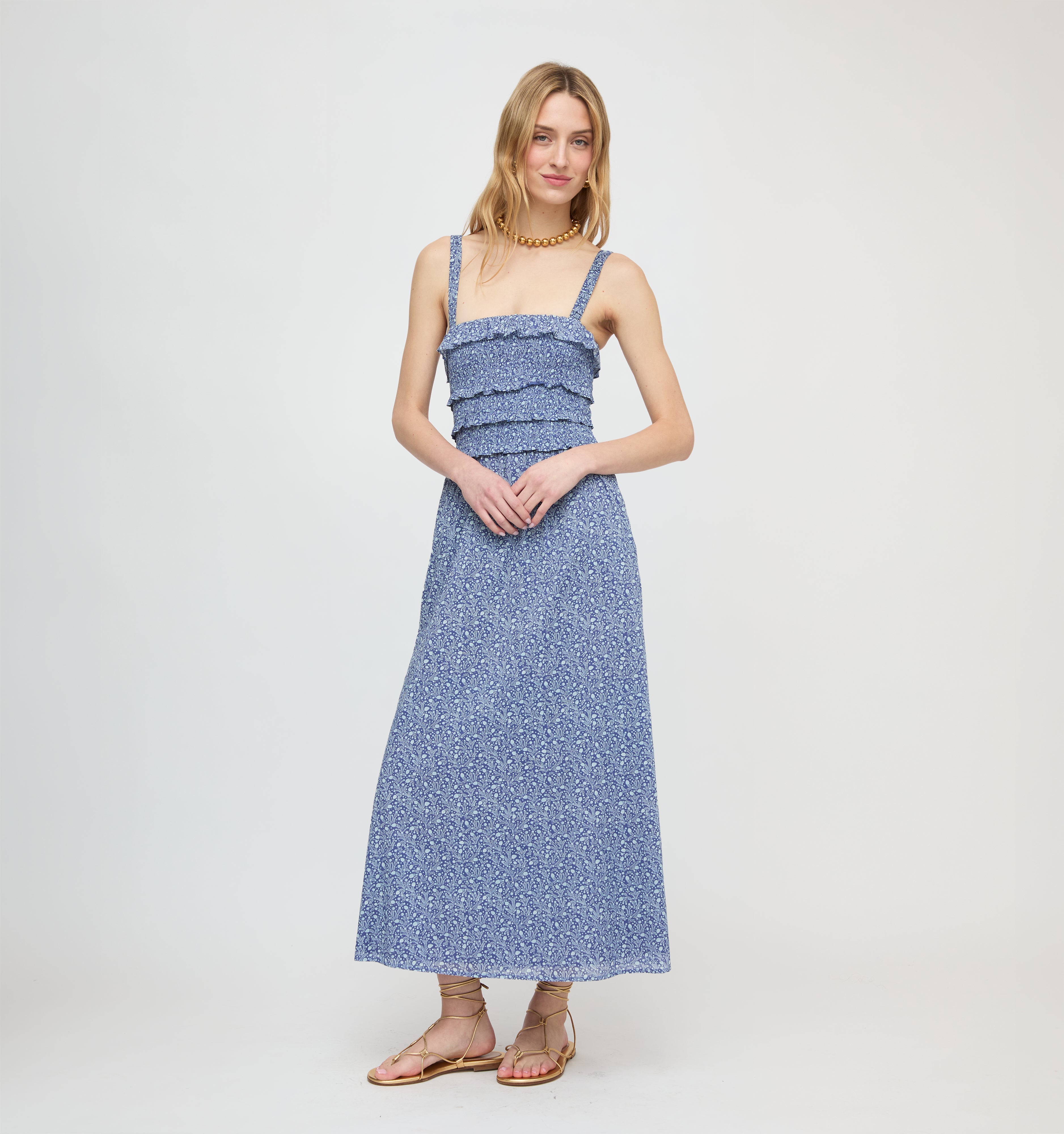 The Analiese Nap Dress - Cornflower Ditsy Thistle