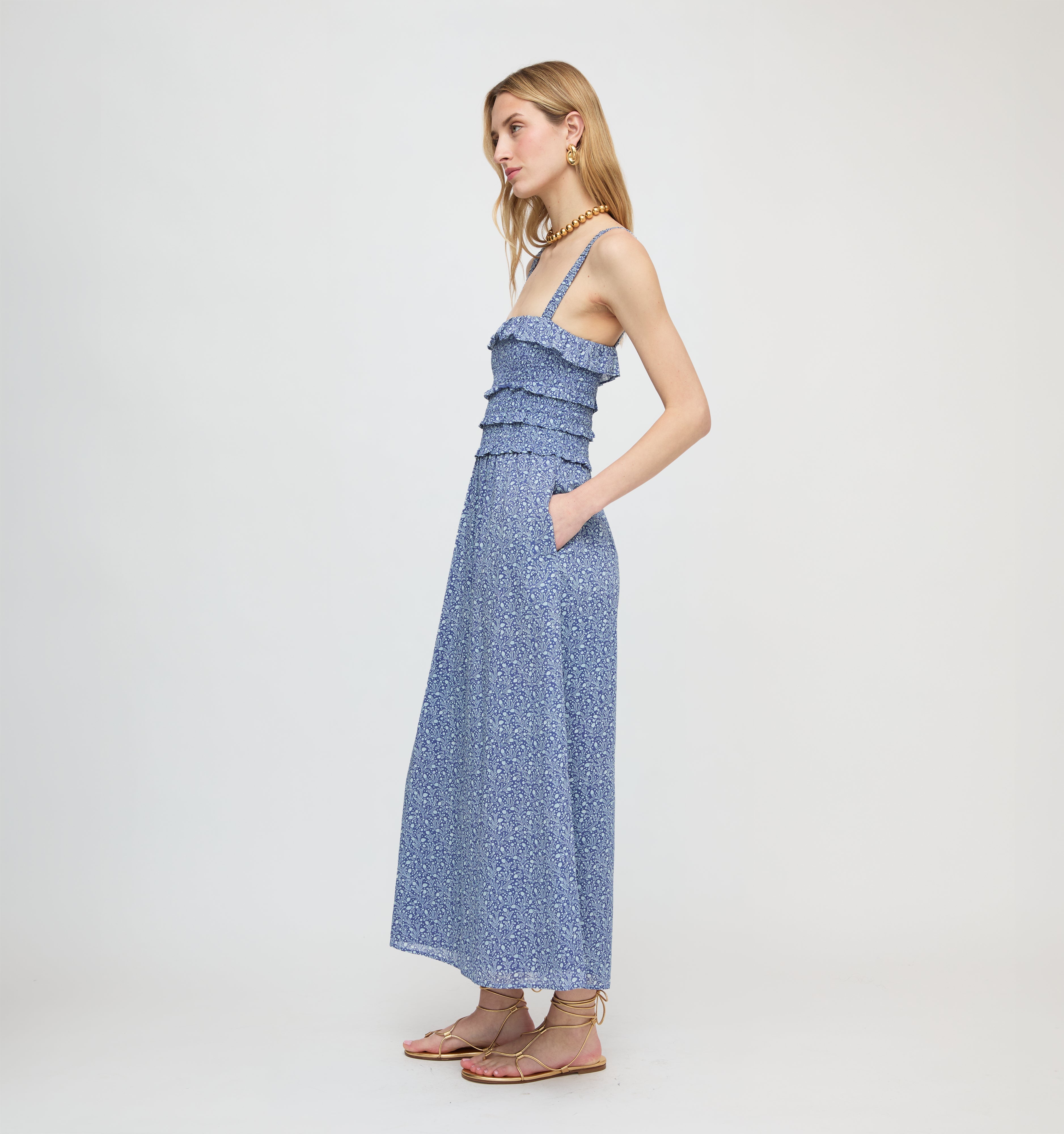 The Analiese Nap Dress - Cornflower Ditsy Thistle