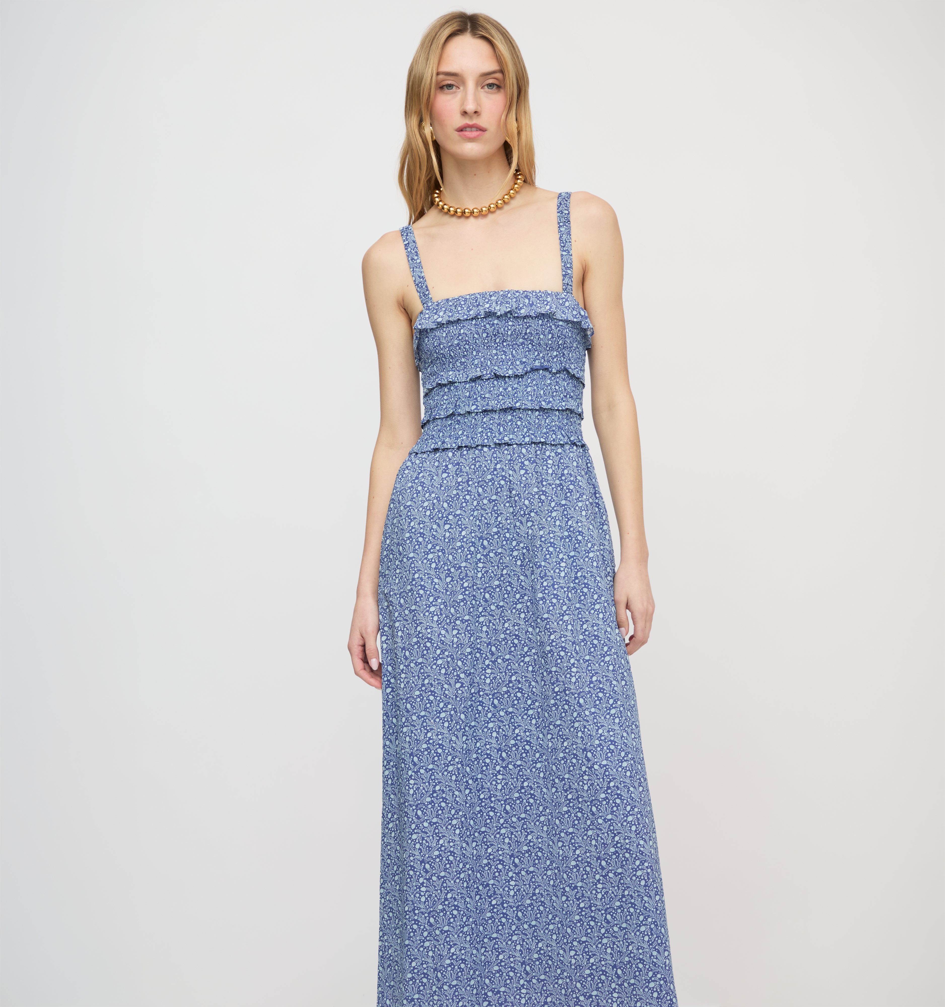 The Analiese Nap Dress - Cornflower Ditsy Thistle
