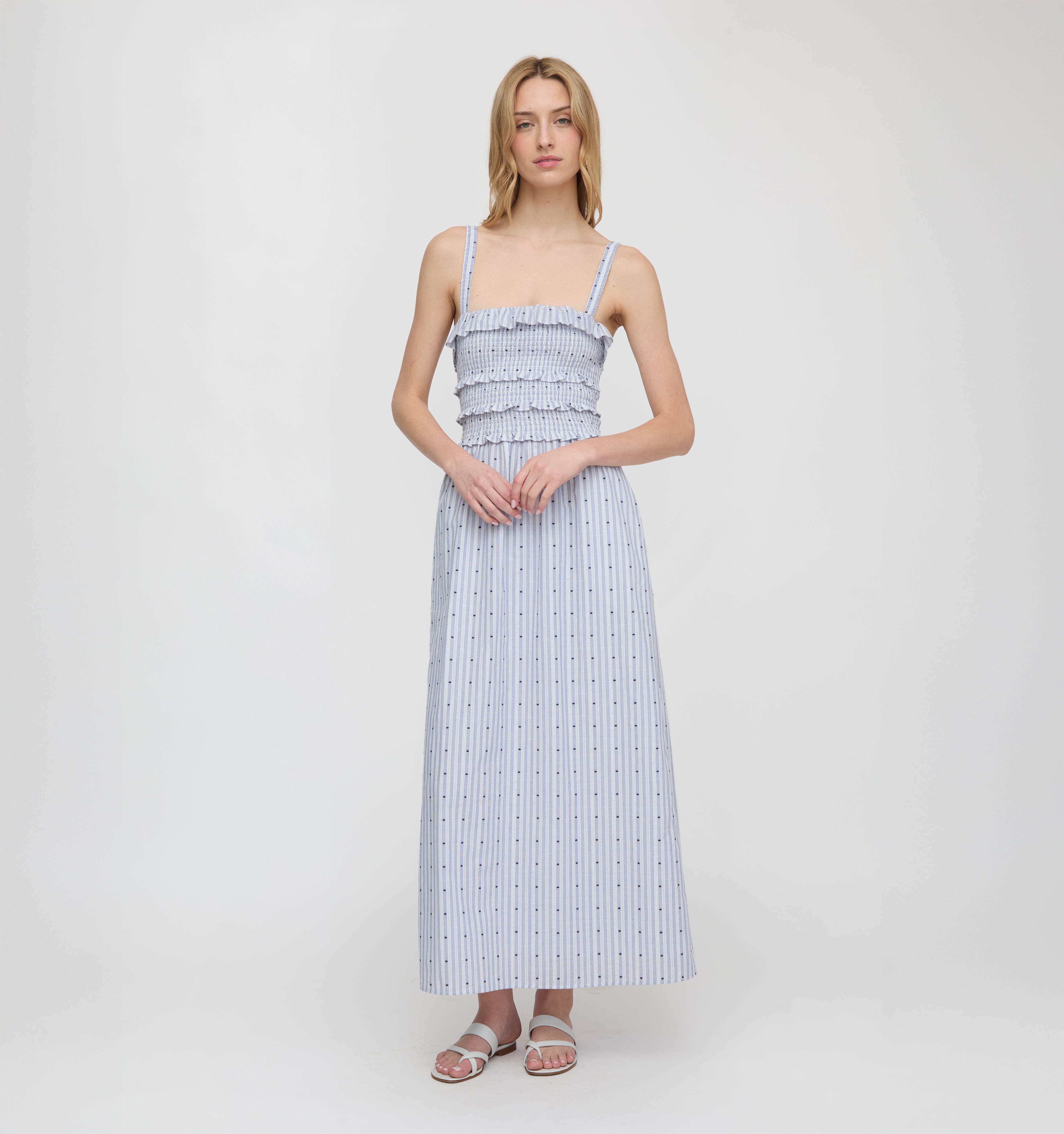 The Analiese Nap Dress - Blue Swiss Dot