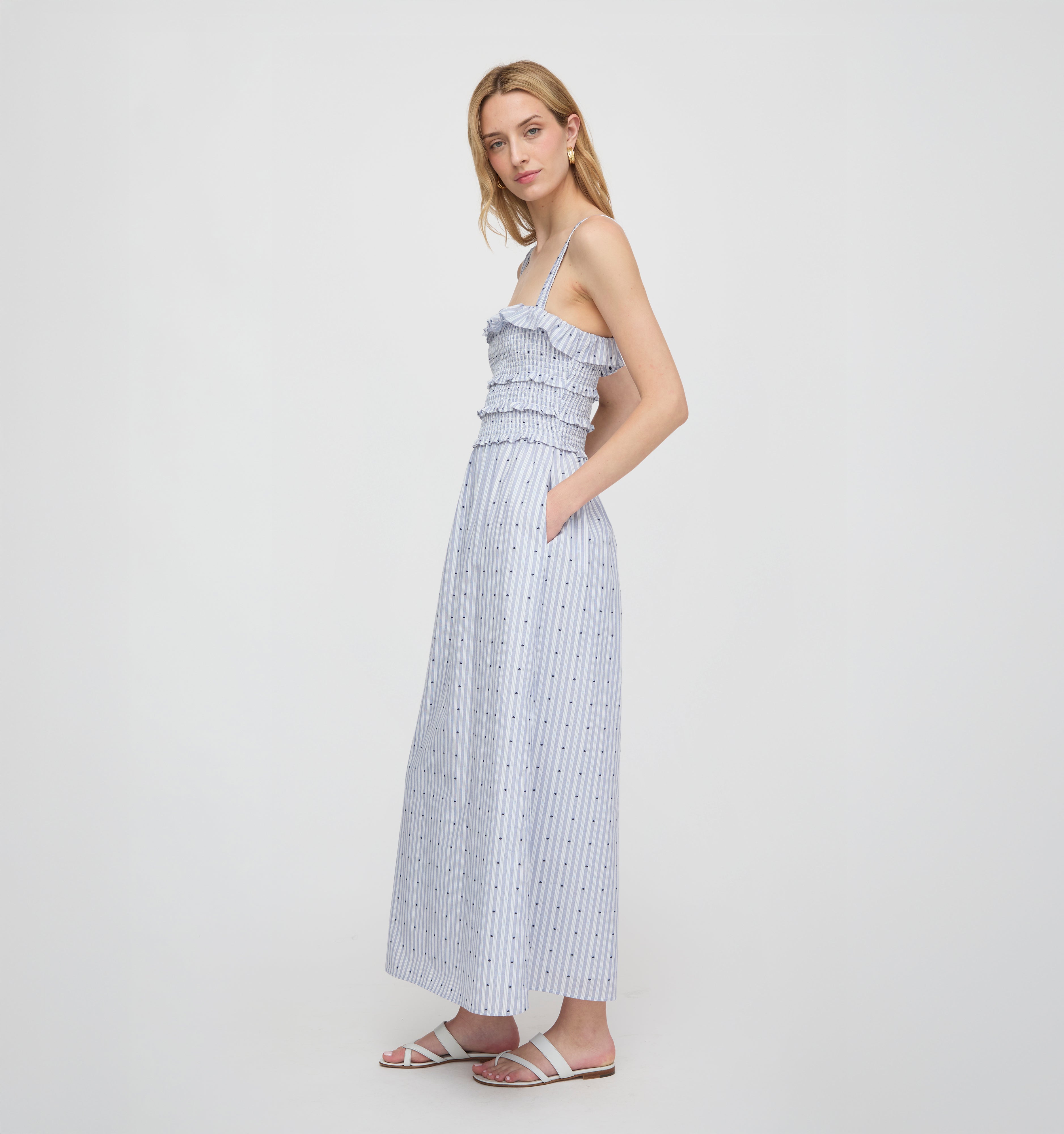 The Analiese Nap Dress - Blue Swiss Dot
