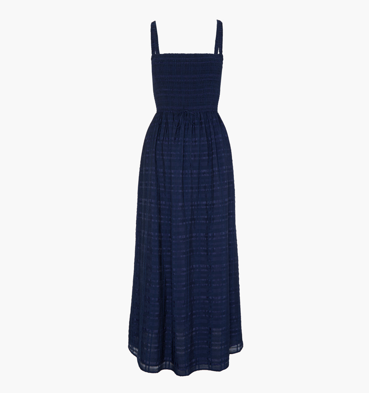 The Anita Nap Dress - Navy Sheer Plaid