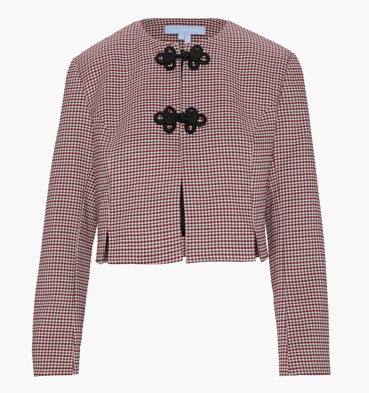 The Aubriella Jacket - Burgundy Holmes Houndstooth