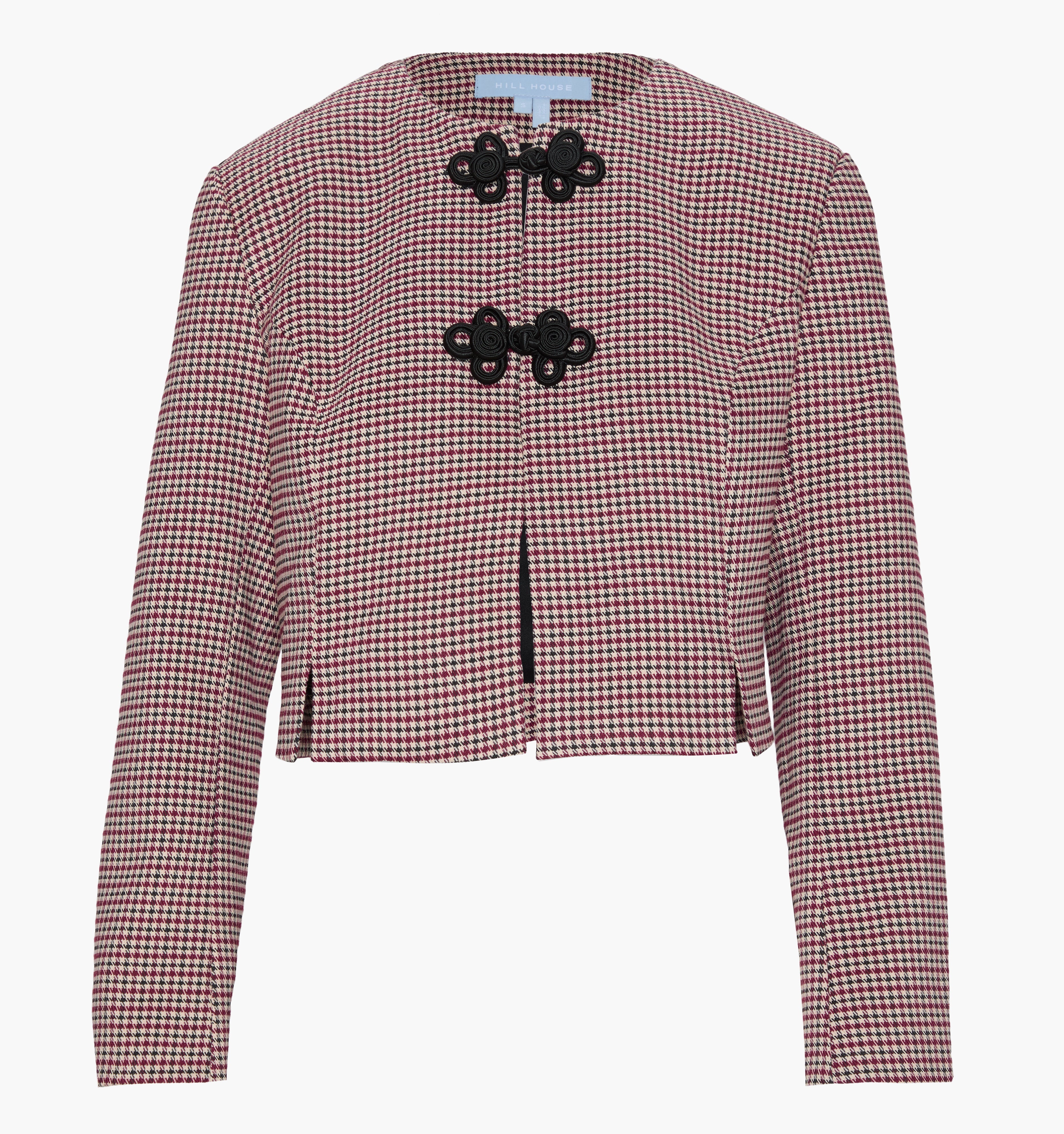 The Aubriella Jacket - Burgundy Holmes Houndstooth