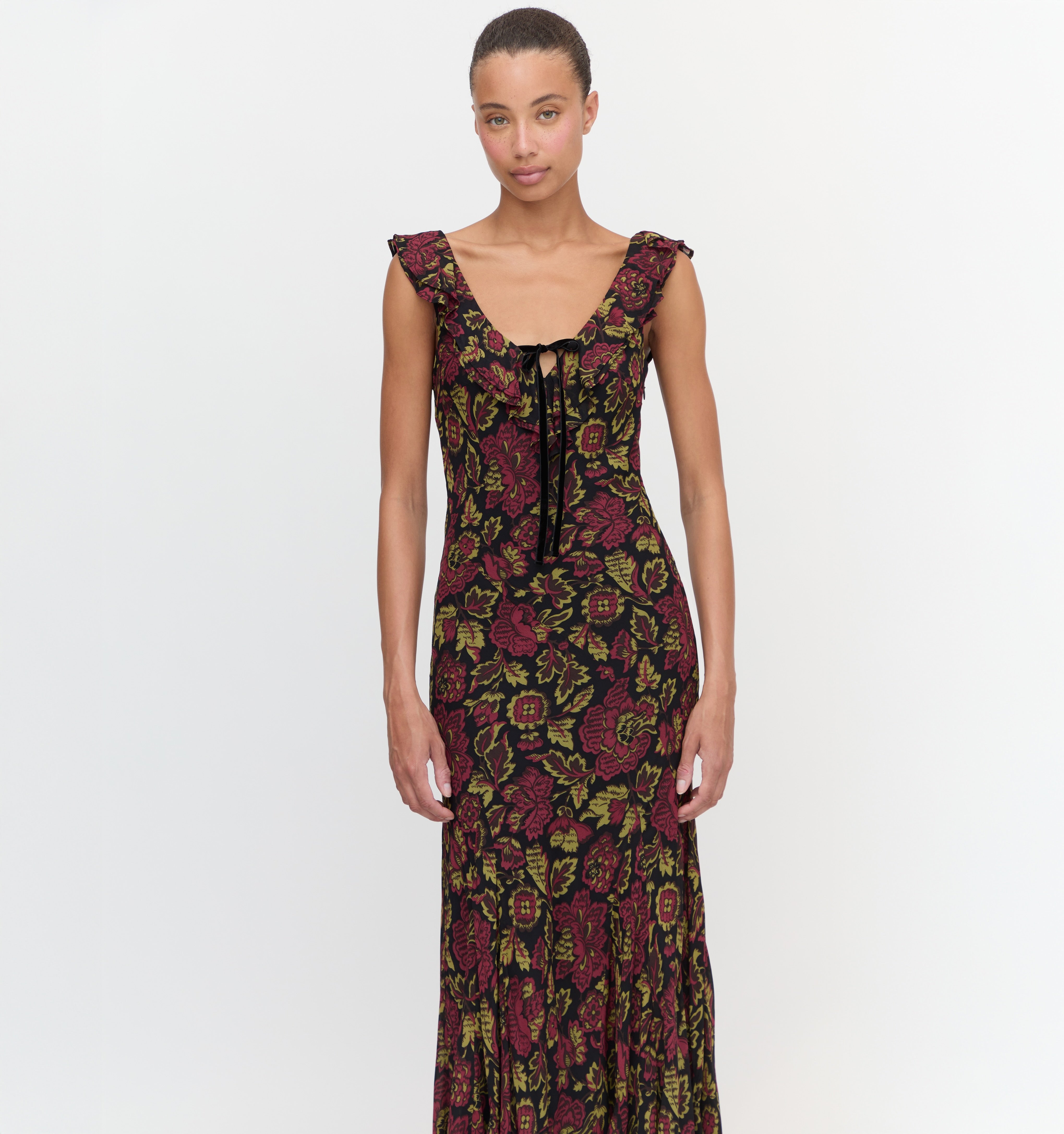The Augustina Dress - Black Palampore Floral