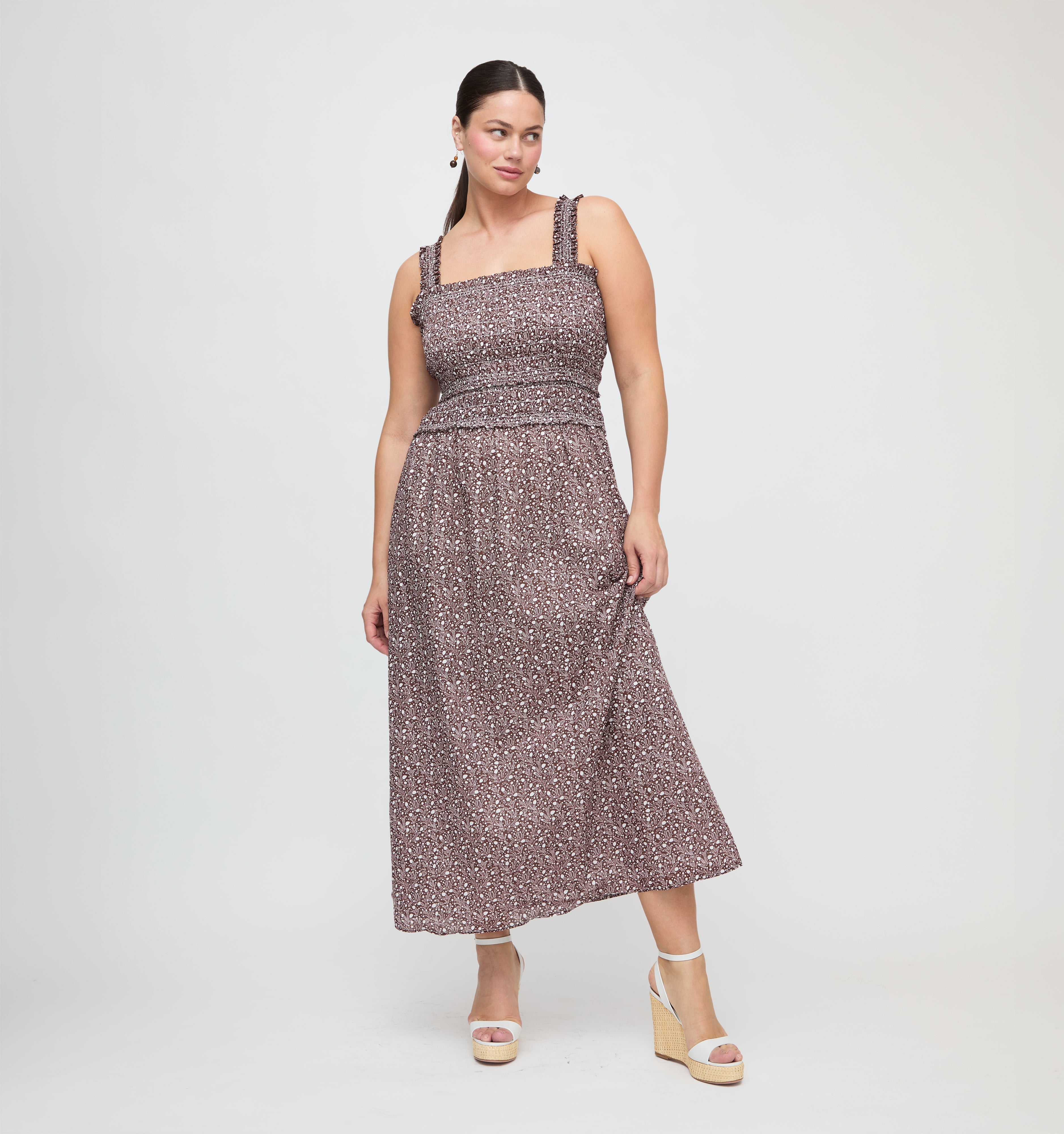 The Azalea Maxi Nap Dress - Chocolate Ditsy Thistle