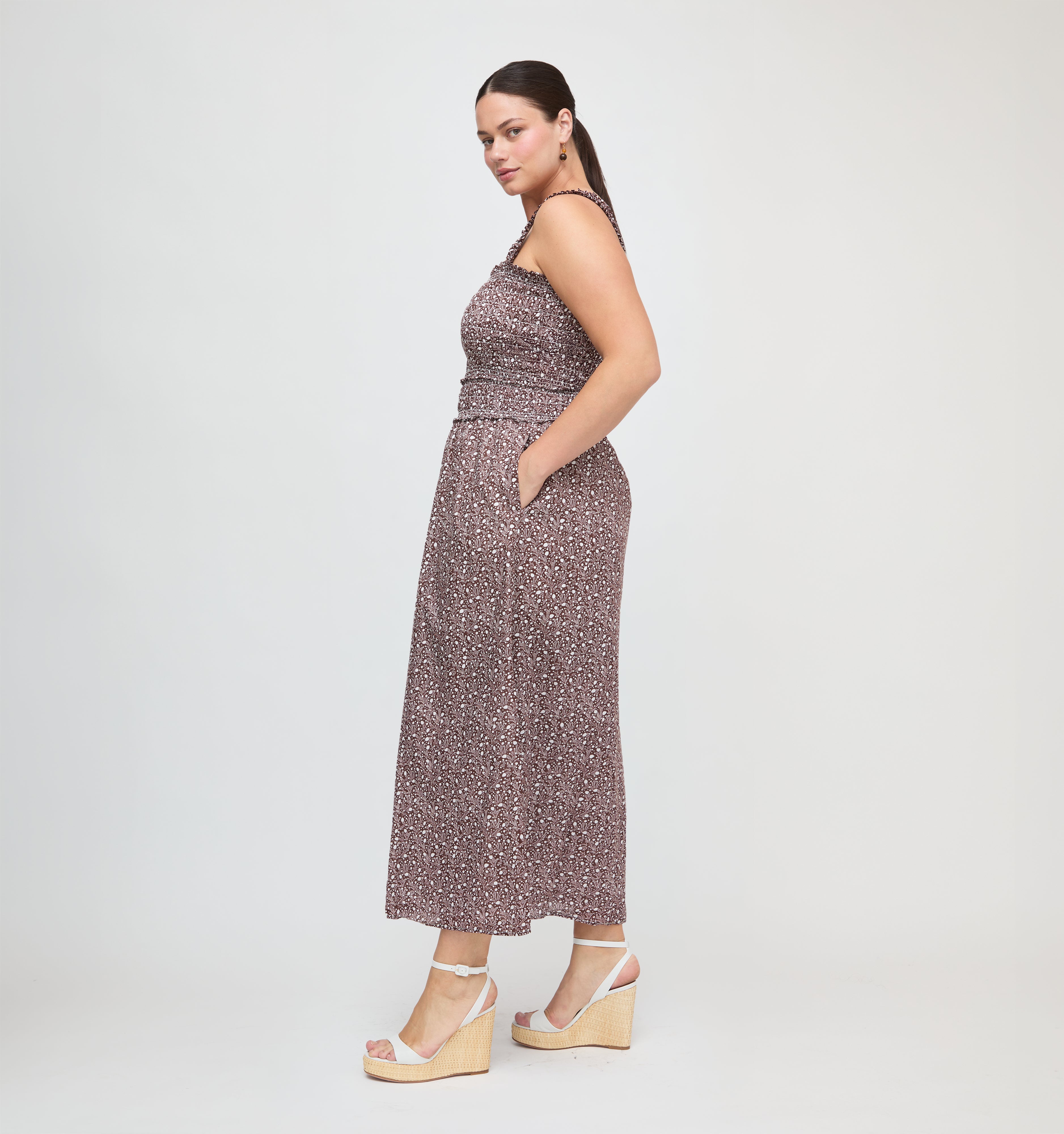 The Azalea Maxi Nap Dress - Chocolate Ditsy Thistle