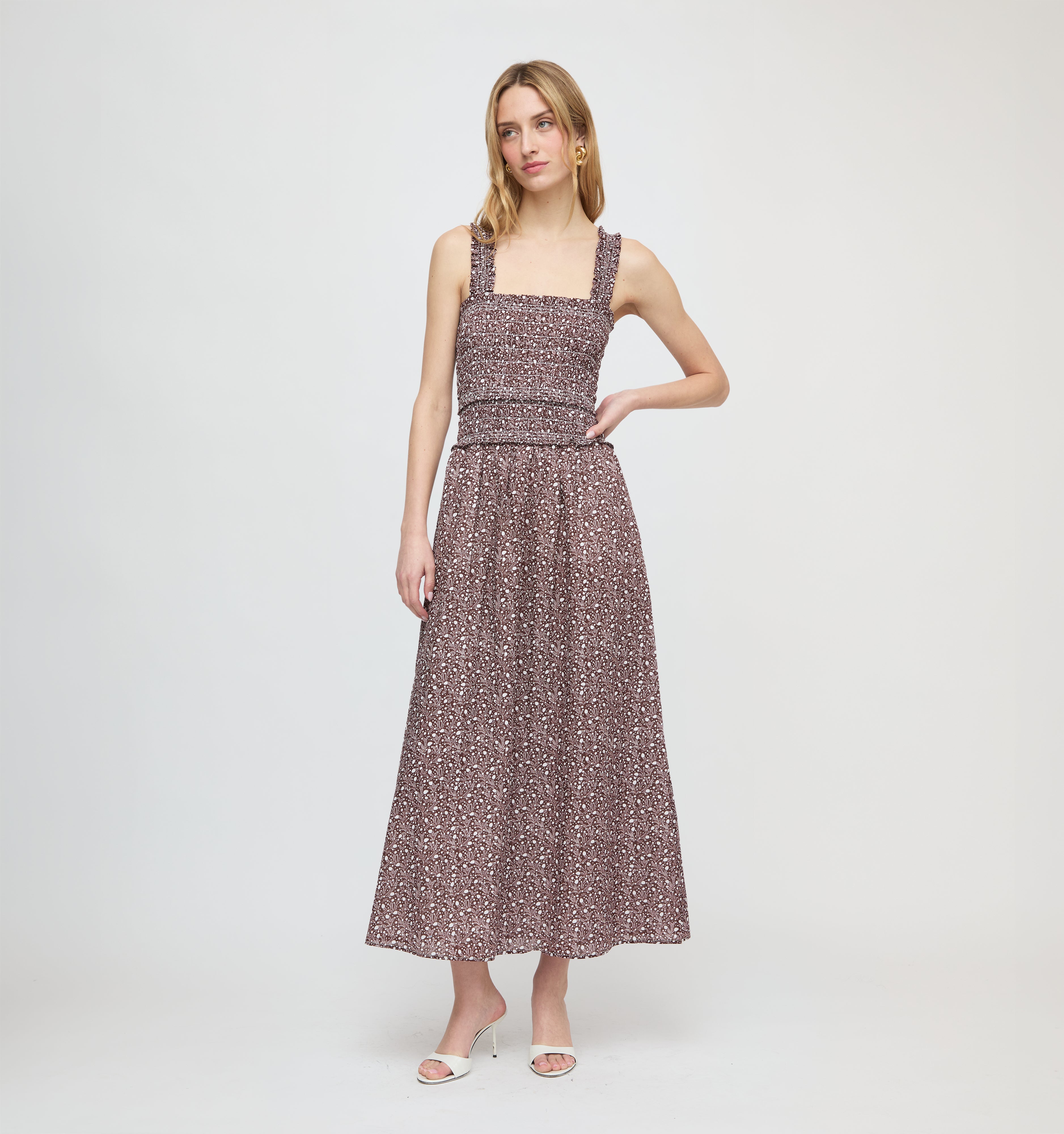 The Azalea Maxi Nap Dress - Chocolate Ditsy Thistle