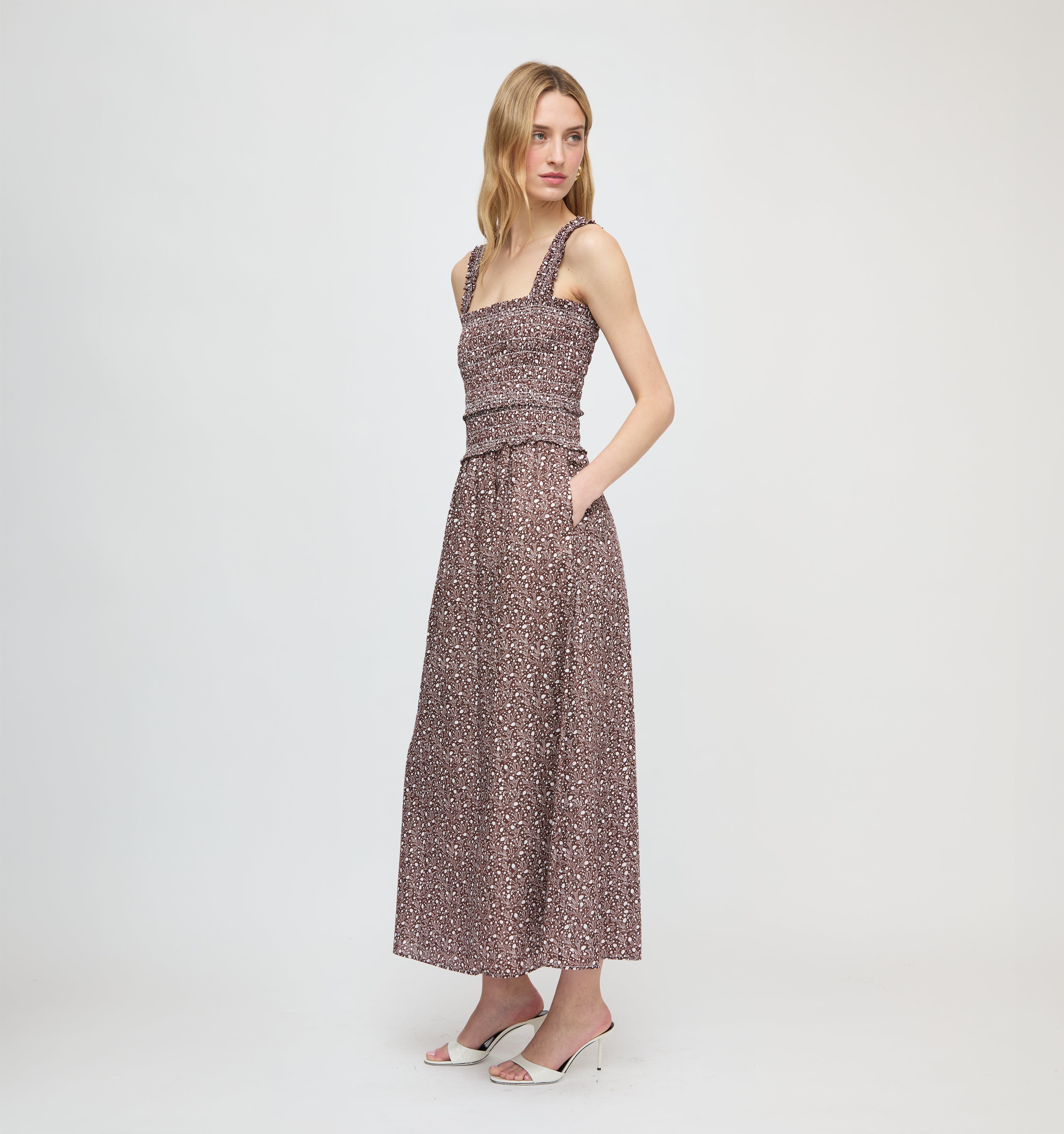 The Azalea Maxi Nap Dress - Chocolate Ditsy Thistle