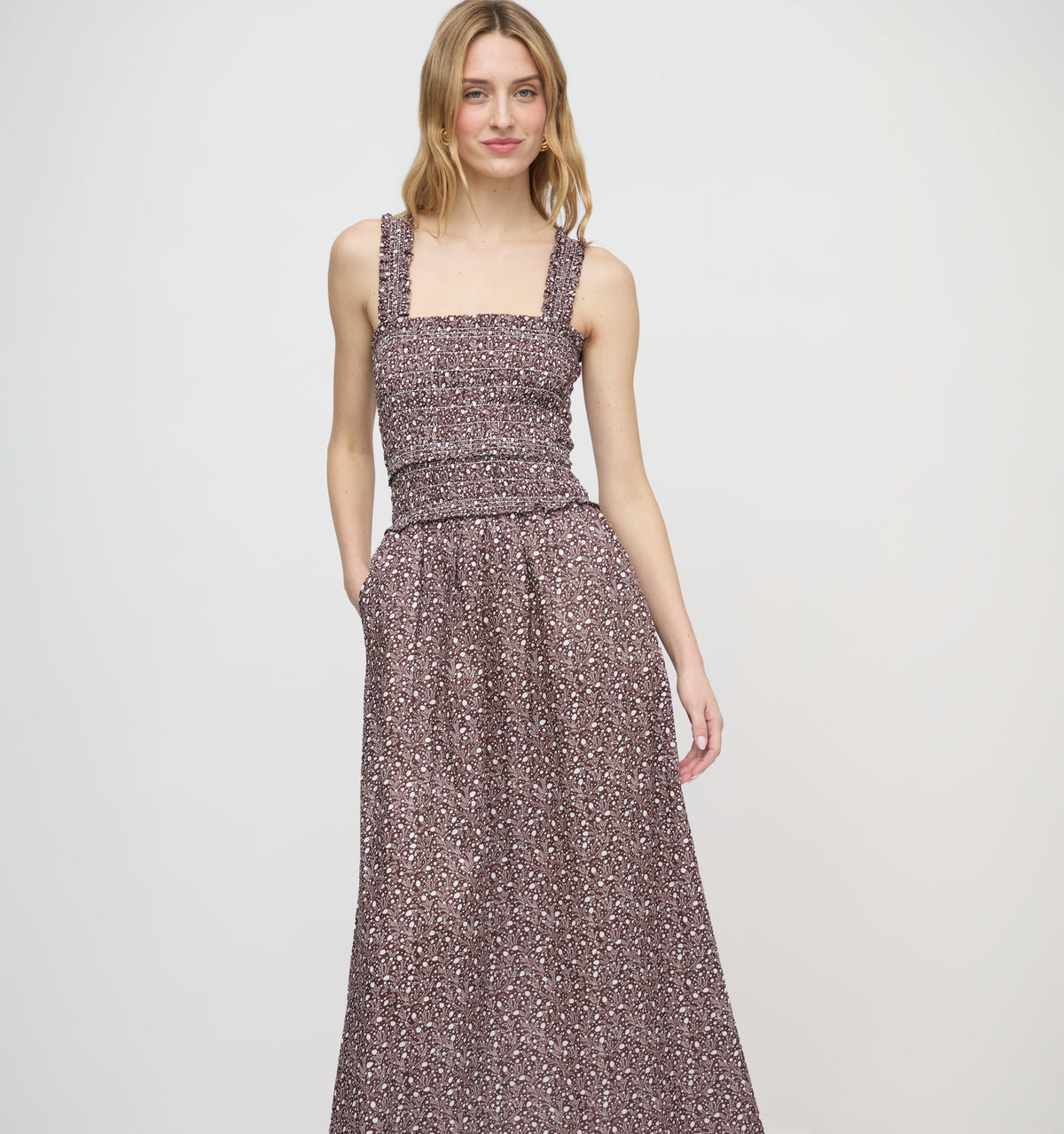 The Azalea Maxi Nap Dress - Chocolate Ditsy Thistle