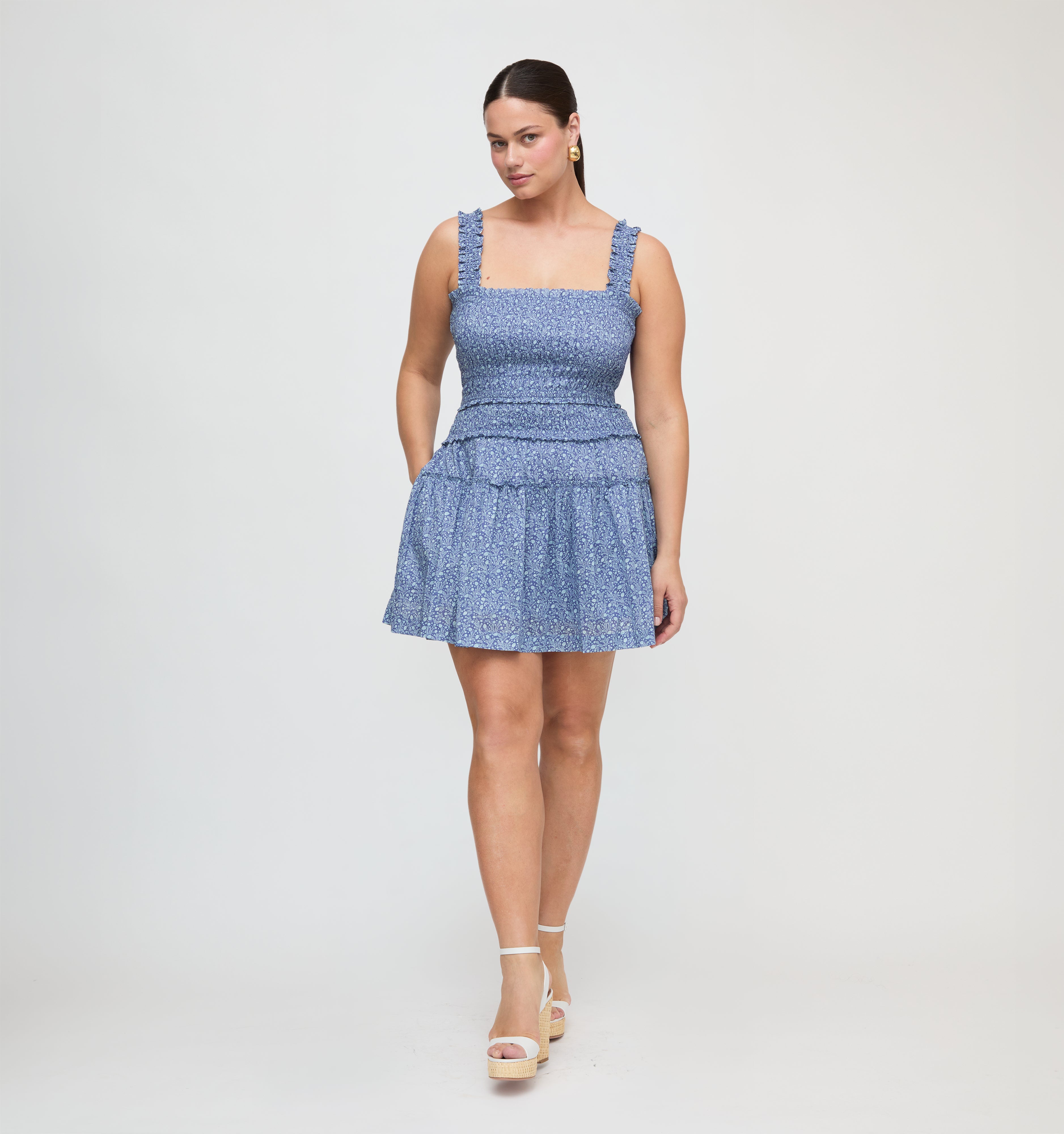 The Azalea Mini Nap Dress - Cornflower Ditsy Thistle