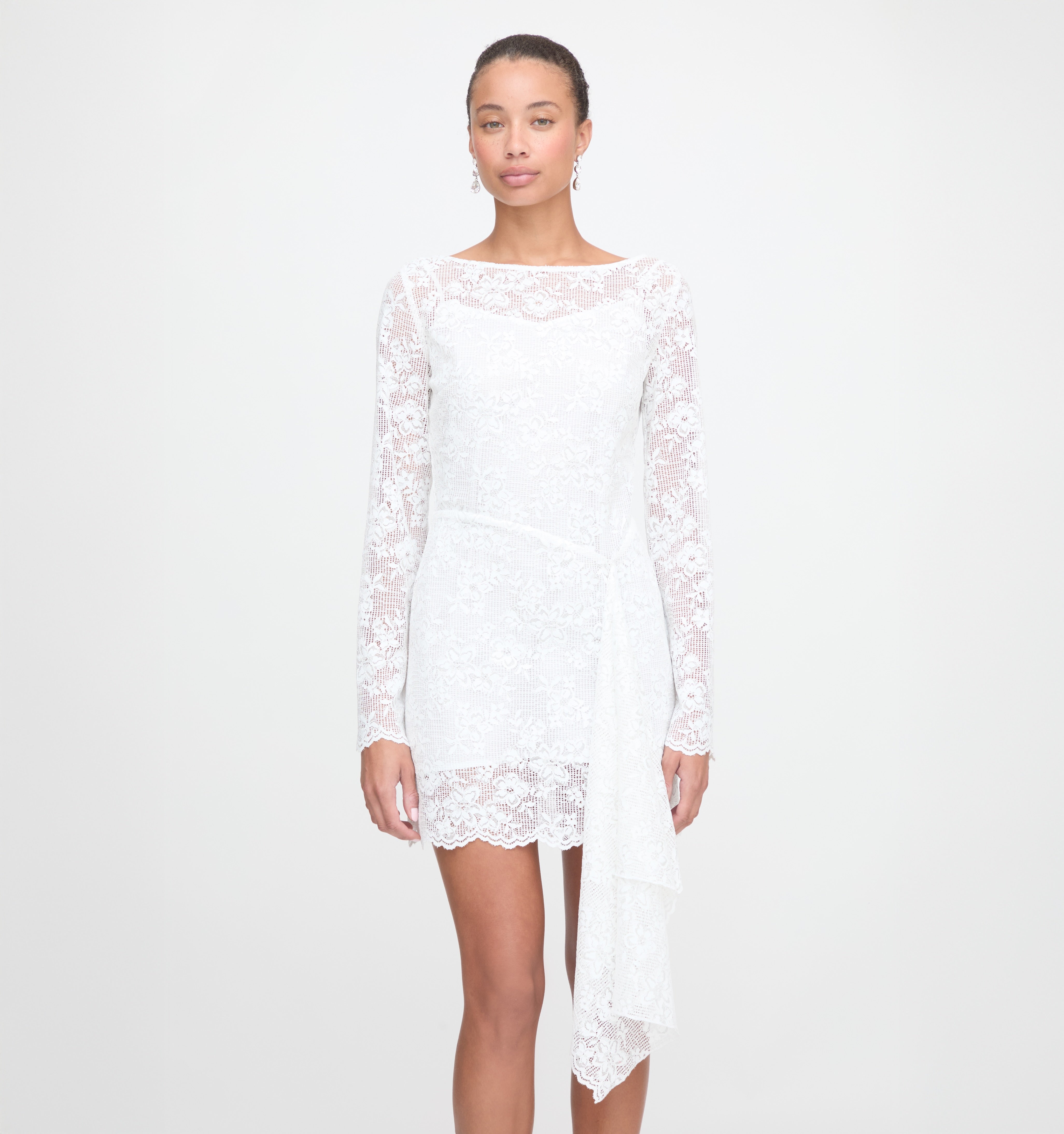 The Becca Dress - White Metallic Lace