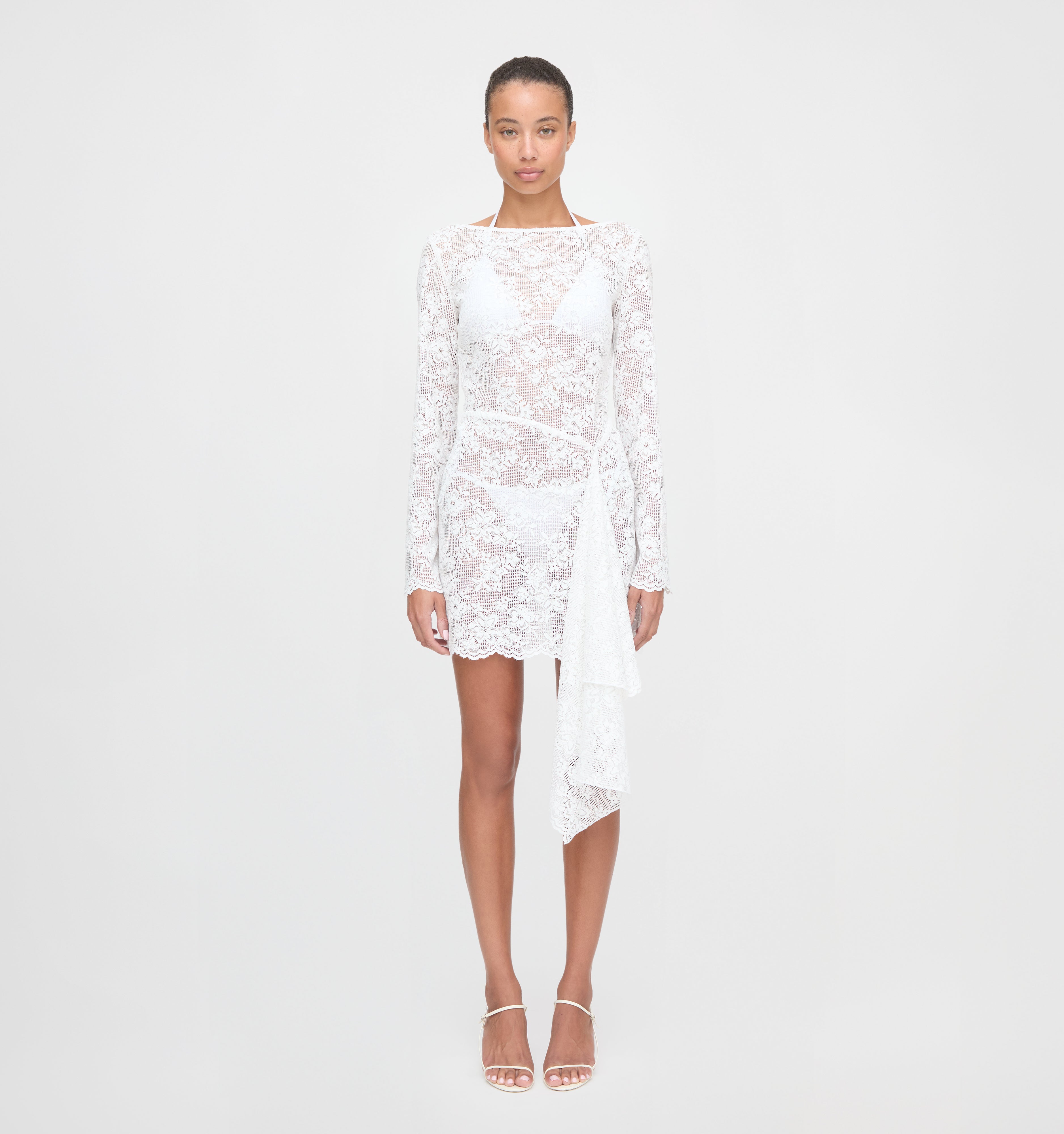 The Becca Dress - White Metallic Lace