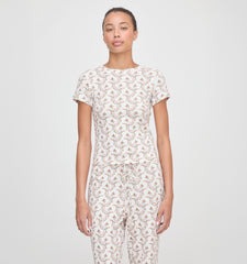 The Cleo Pointelle Set - Pink Ribbon Rose Ikat