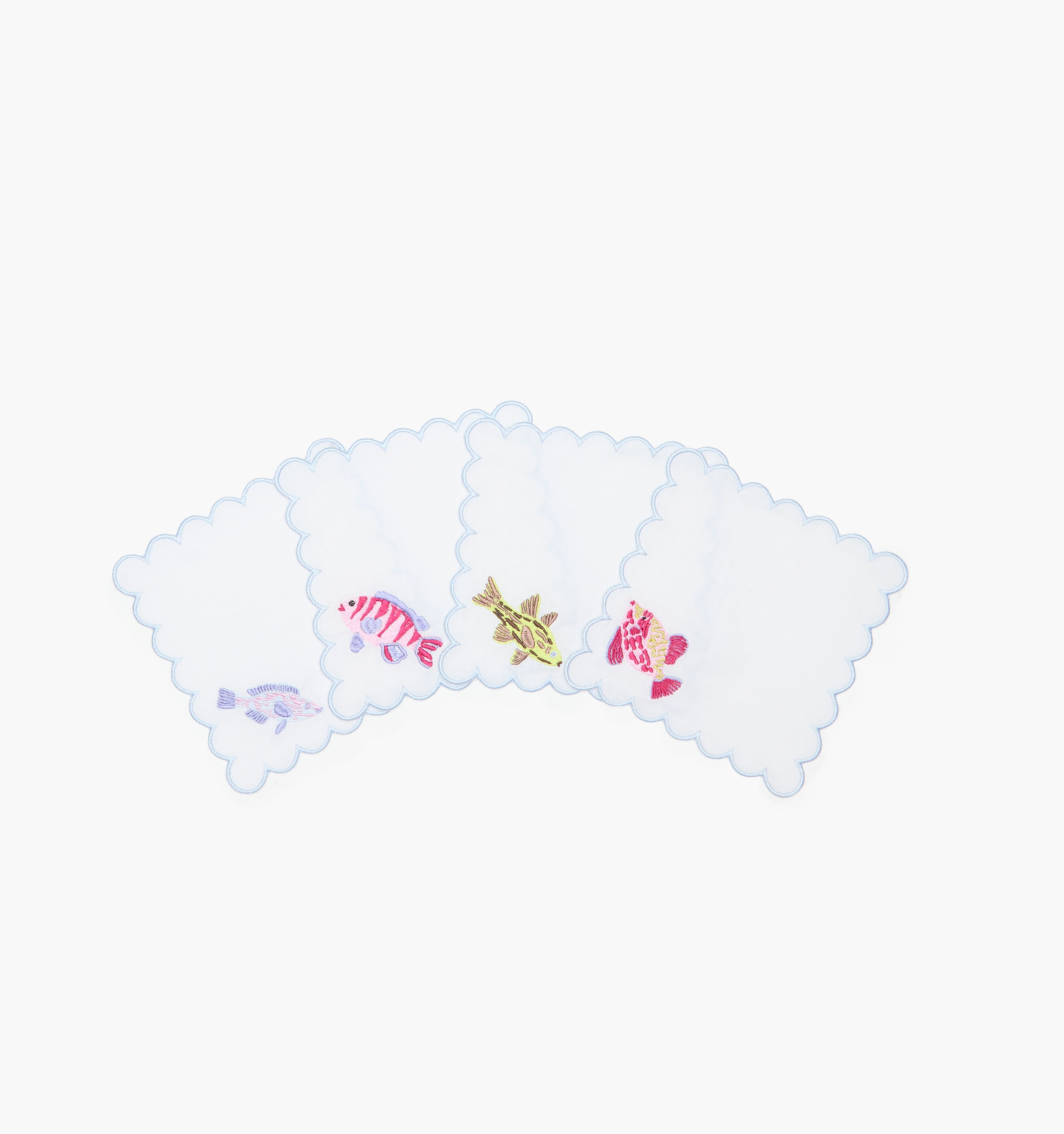 The Cocktail Napkin Set - White Rainbow Fish