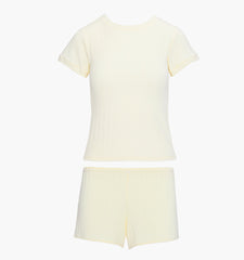 The Coco Pointelle PJ Set - Butter Yellow Pointelle
