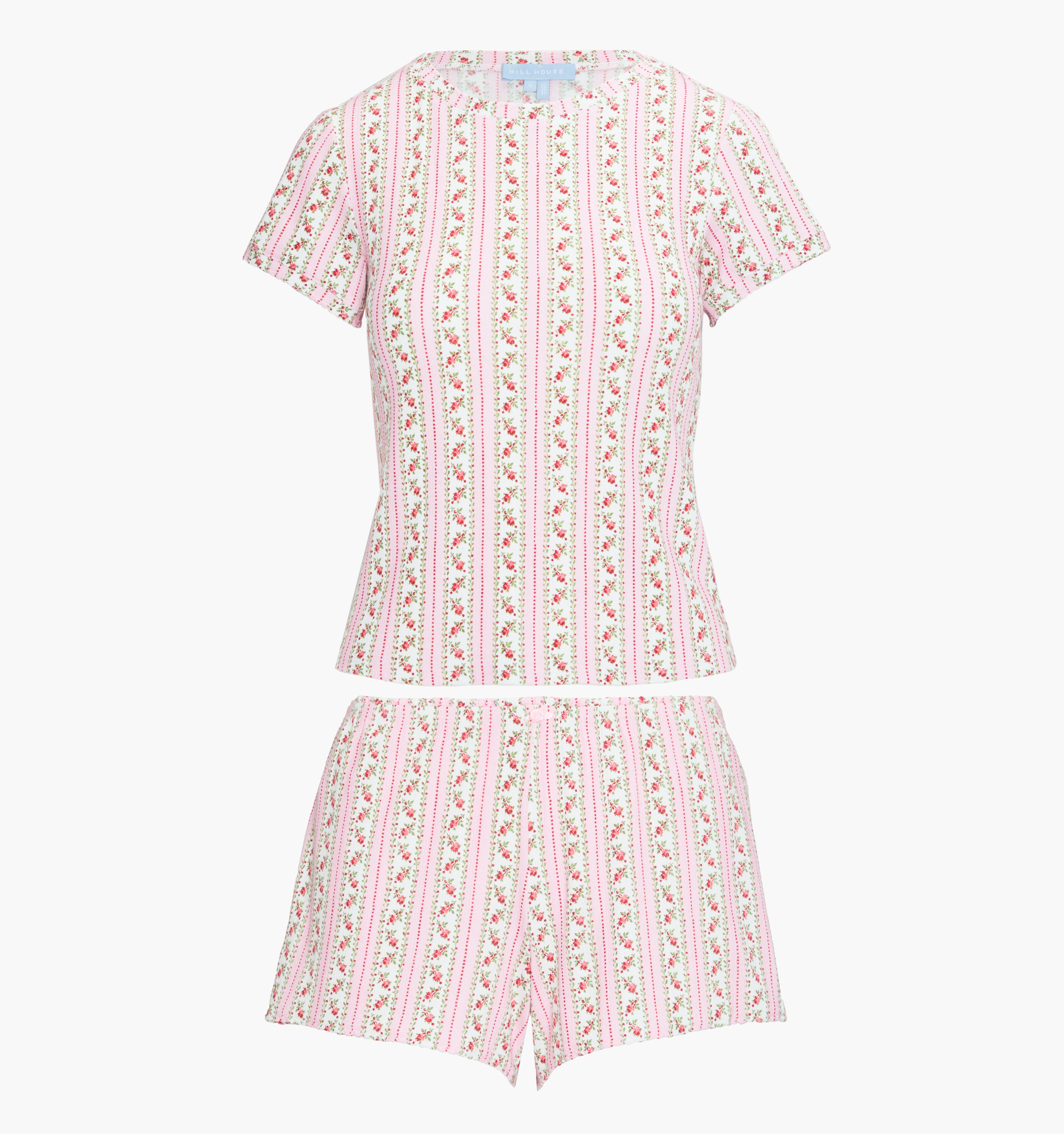 The Coco Pointelle PJ Set - Pink Floral Dot Stripe