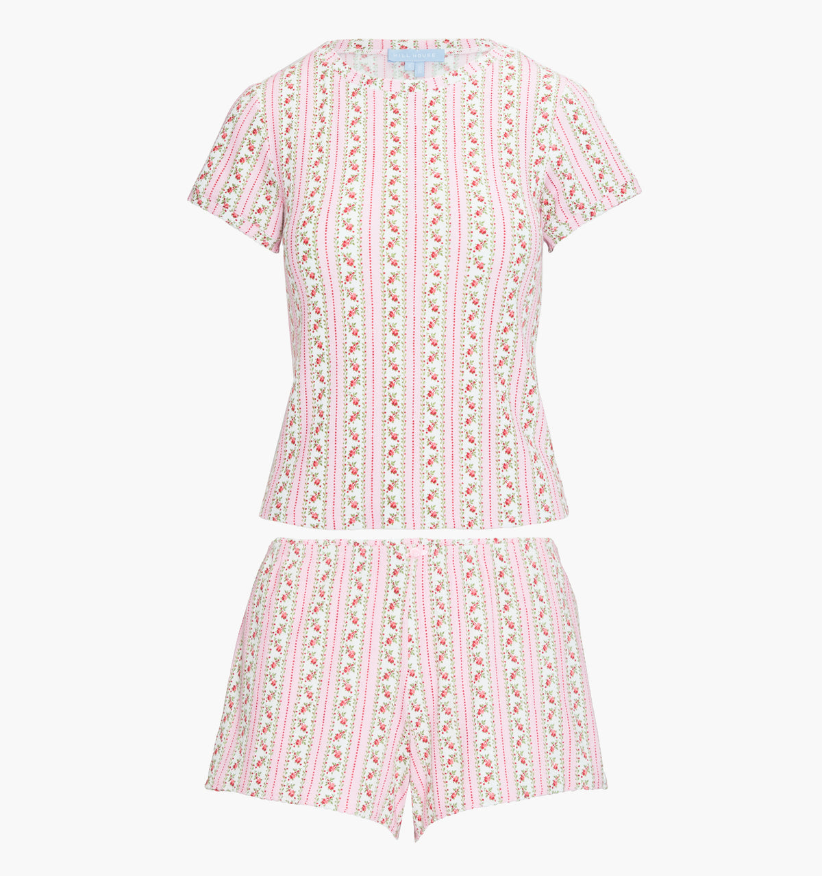 The Coco Pointelle PJ Set - Pink Floral Dot Stripe