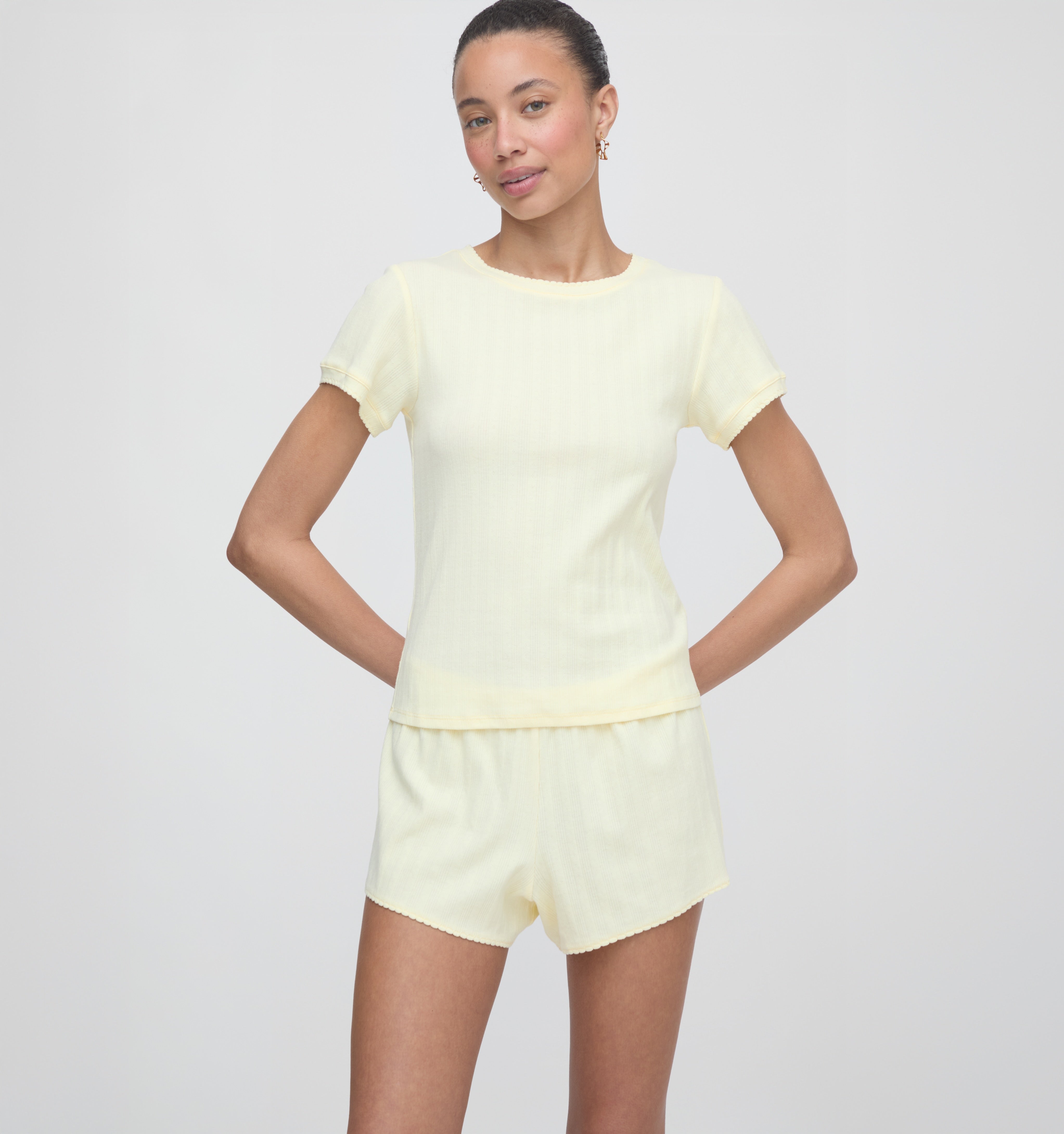 The Coco Pointelle PJ Set - Butter Yellow Pointelle
