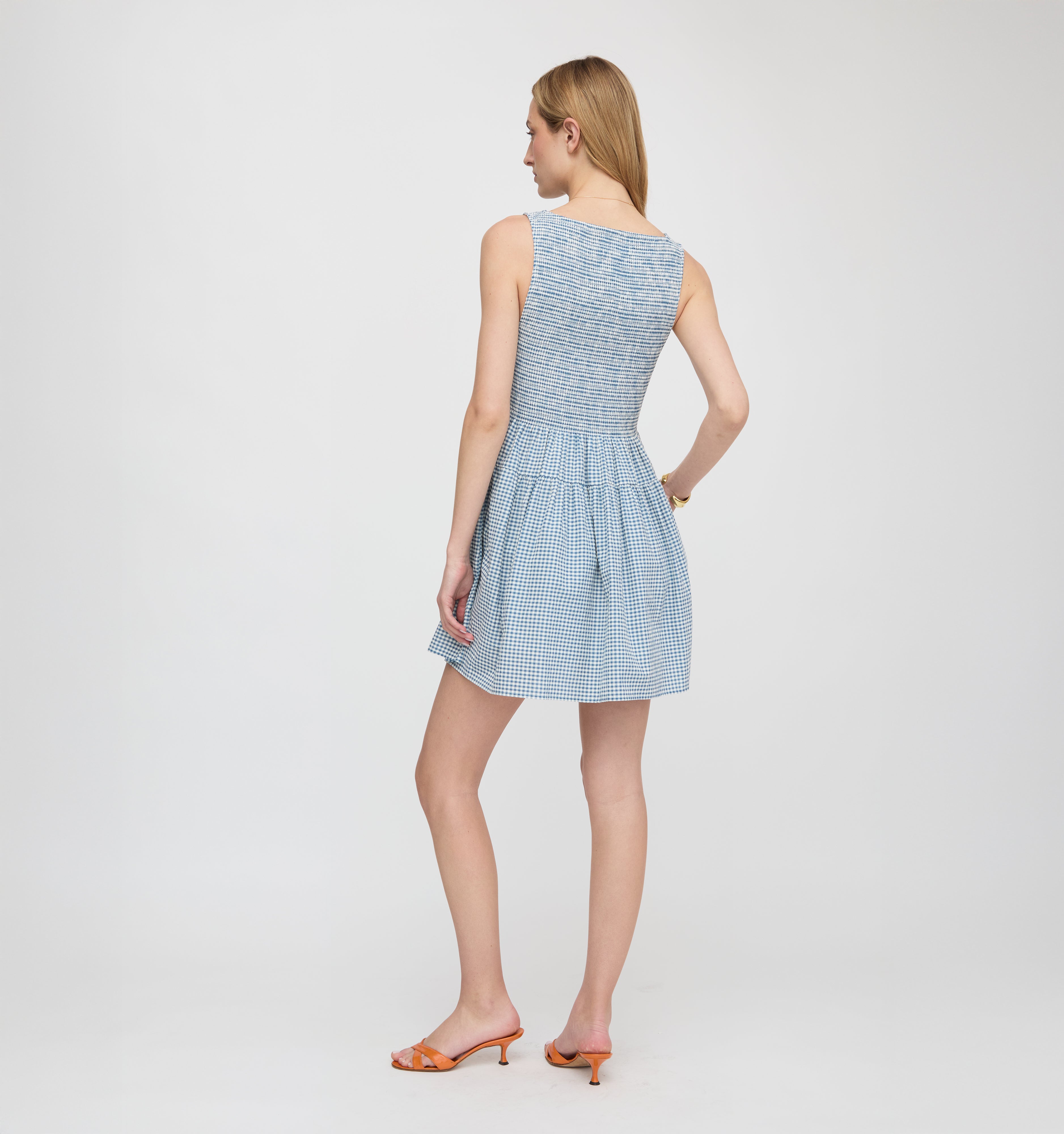 The Cosima Mini Nap Dress - Lagoon Gingham