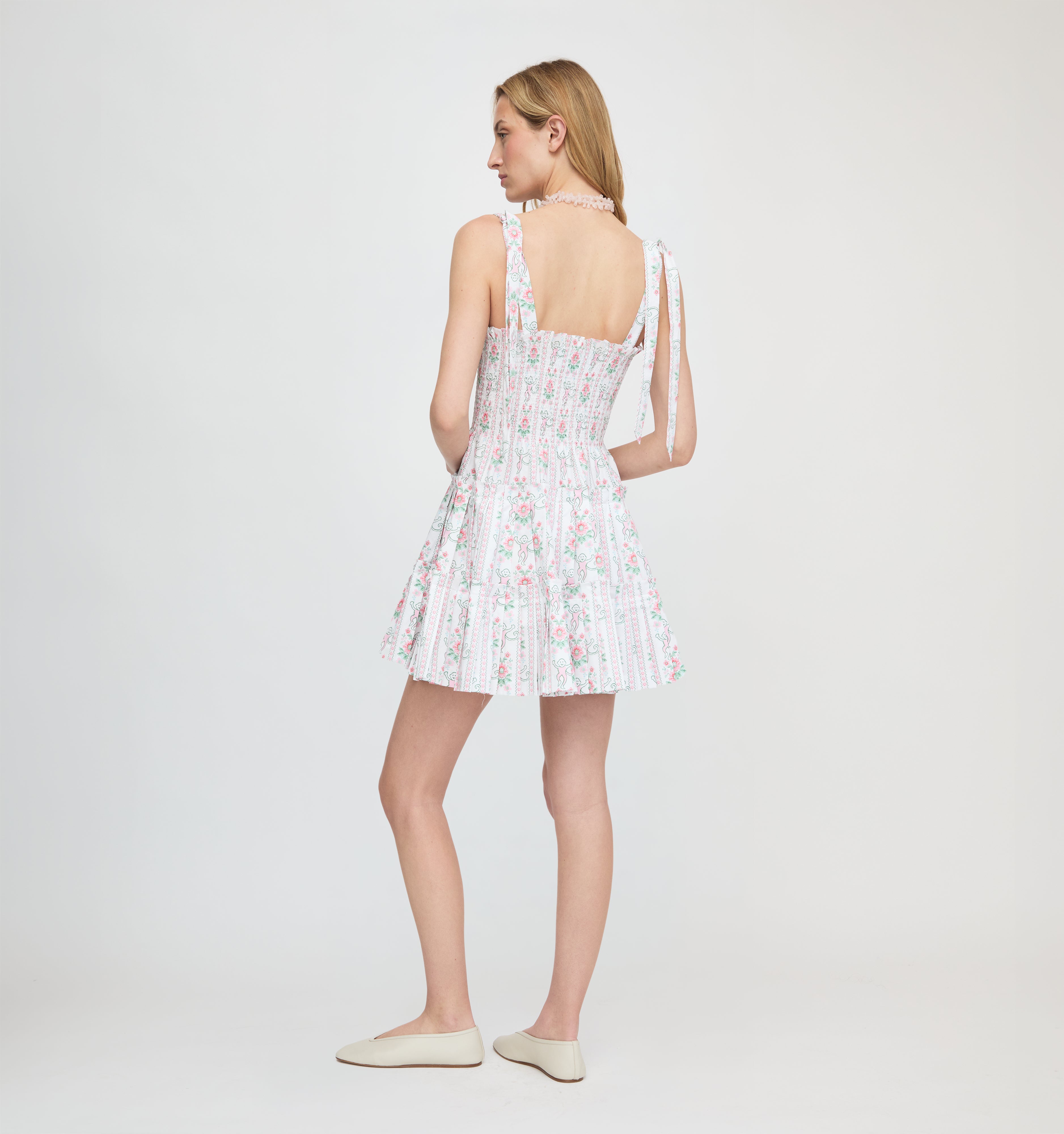 Roller Rabbit x Hill House The Ribbon Charlotte Nap Dress - Pink Monkey Block Stripe