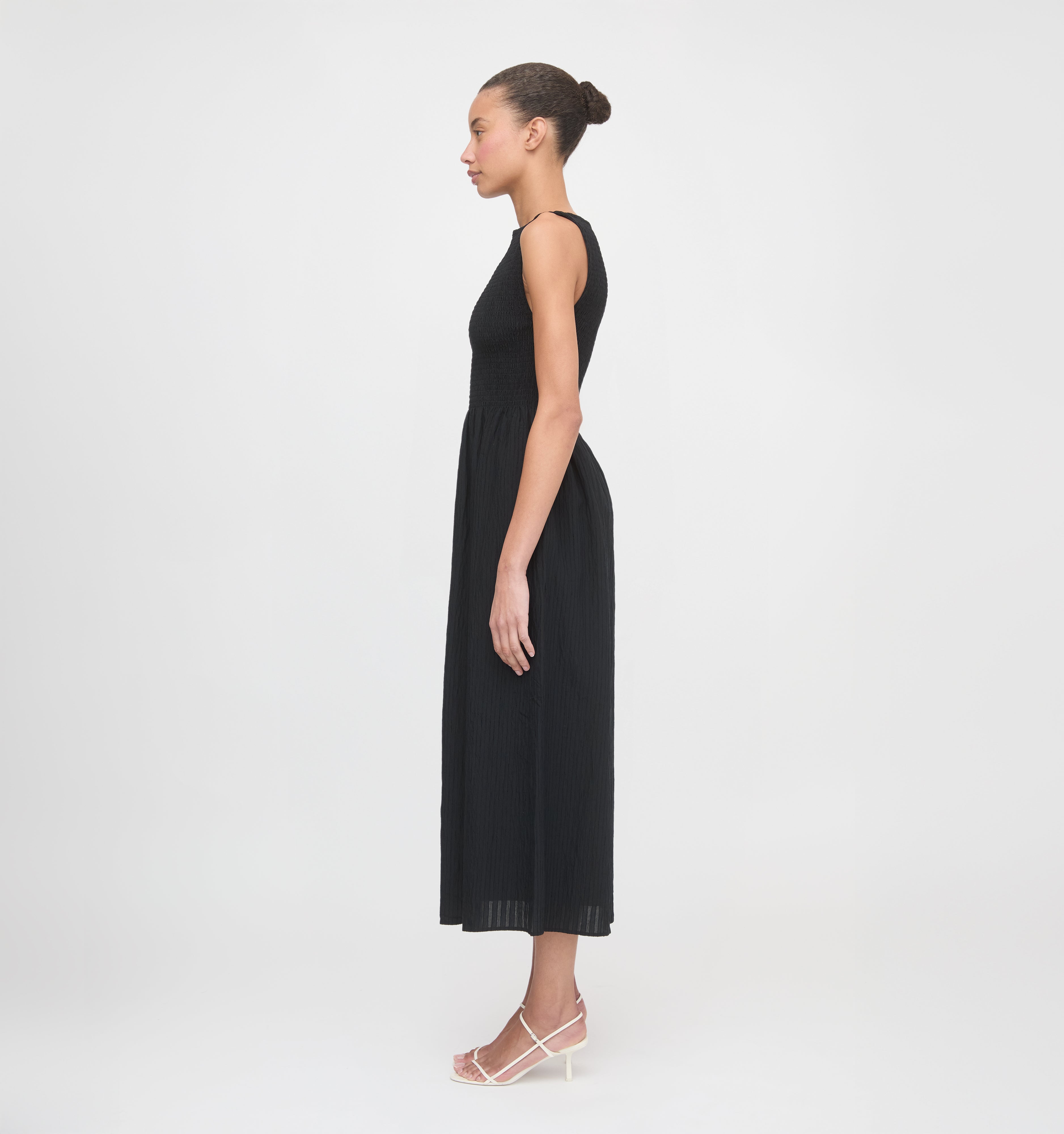 The Cosima Nap Dress - Black Tonal Seersucker