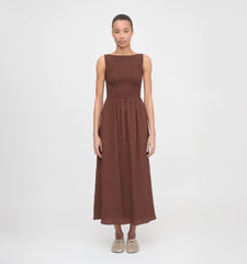 The Cosima Nap Dress - Chocolate Tonal Seersucker