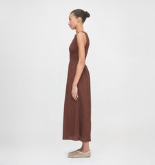 The Cosima Nap Dress - Chocolate Tonal Seersucker