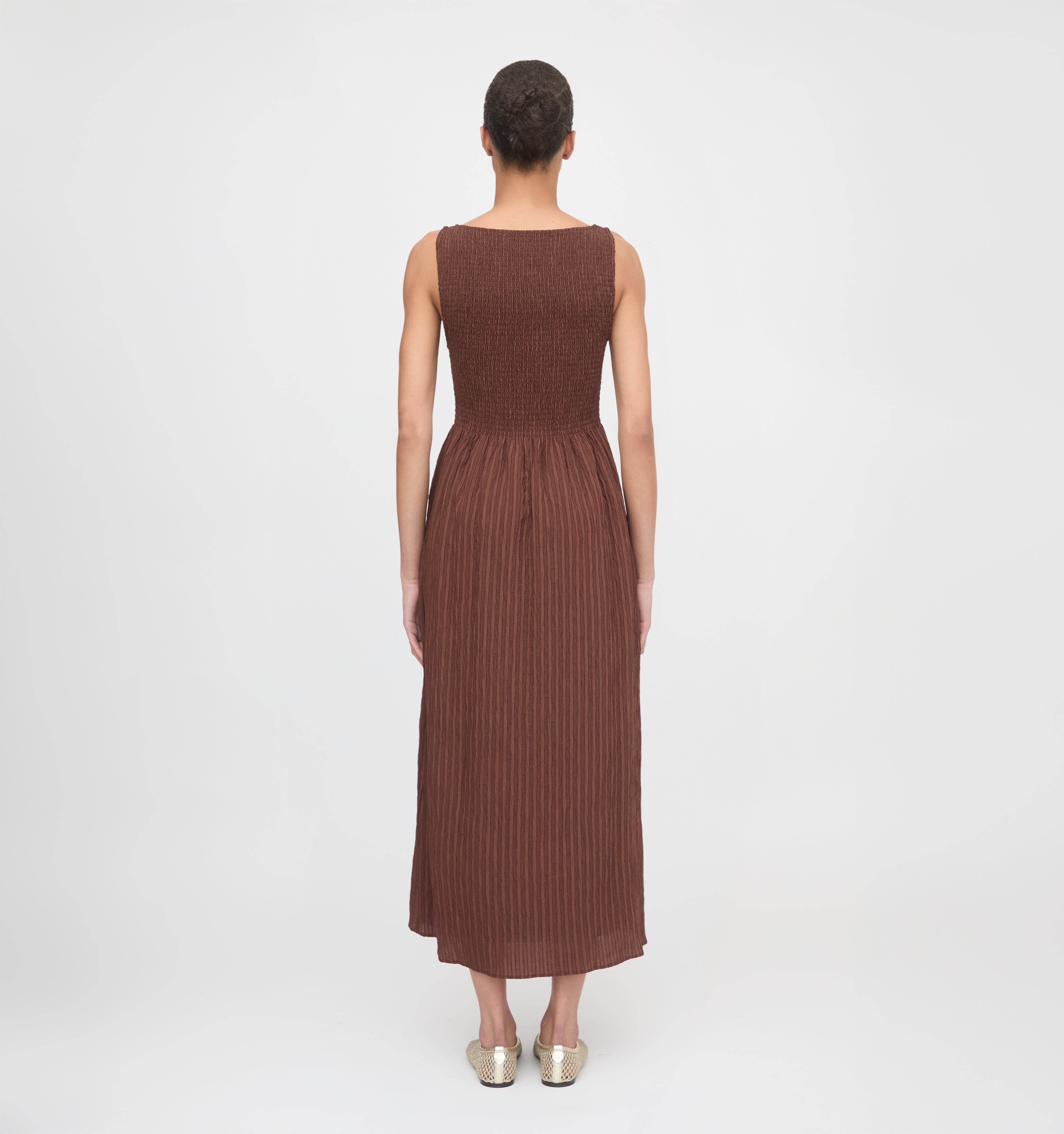 The Cosima Nap Dress - Chocolate Tonal Seersucker