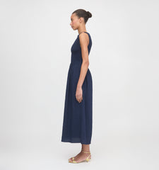The Cosima Nap Dress - Navy Tonal Seersucker