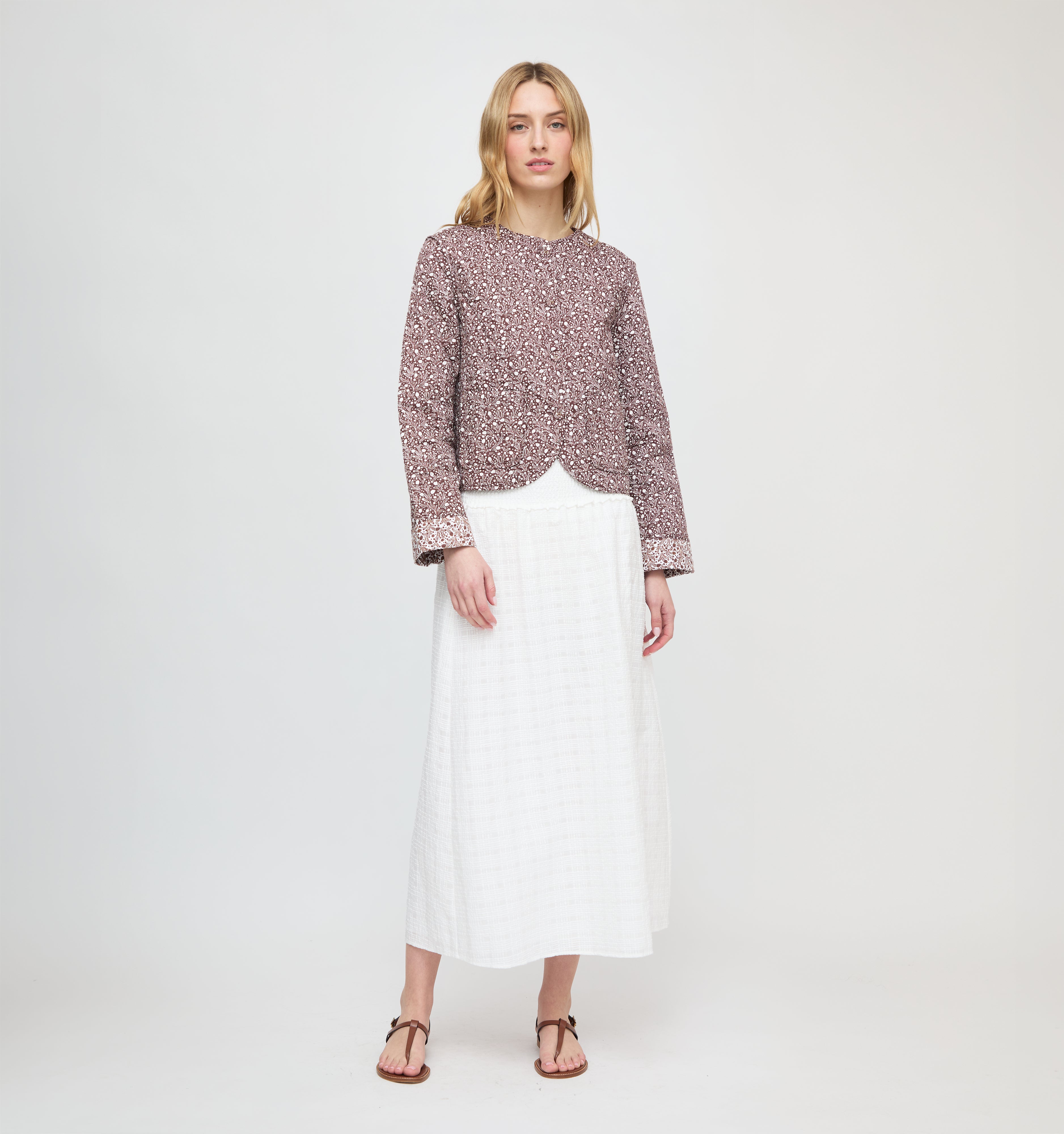 The Cropped Rowan Jacket - Chocolate Ditsy Thistle