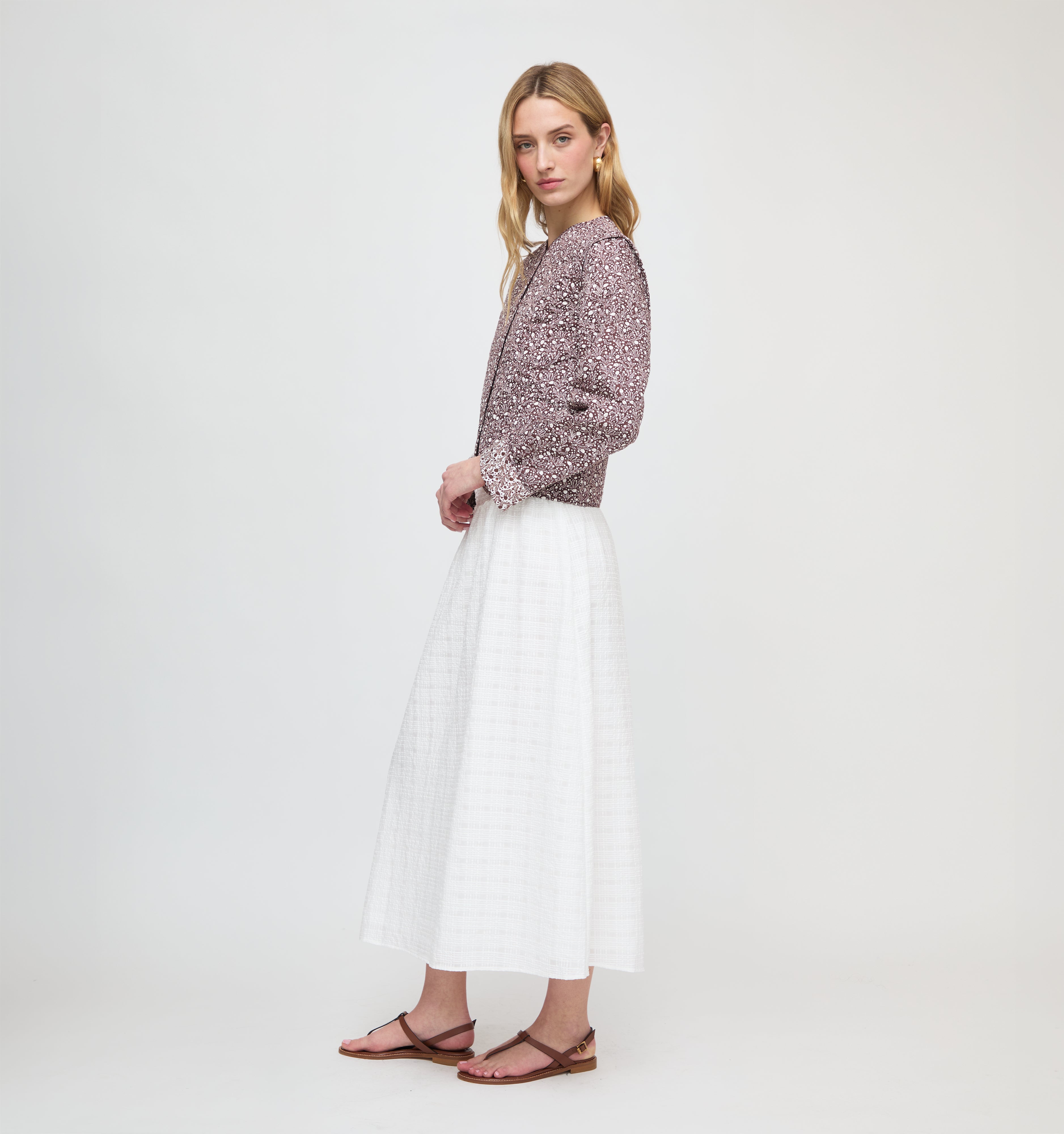 The Cropped Rowan Jacket - Chocolate Ditsy Thistle
