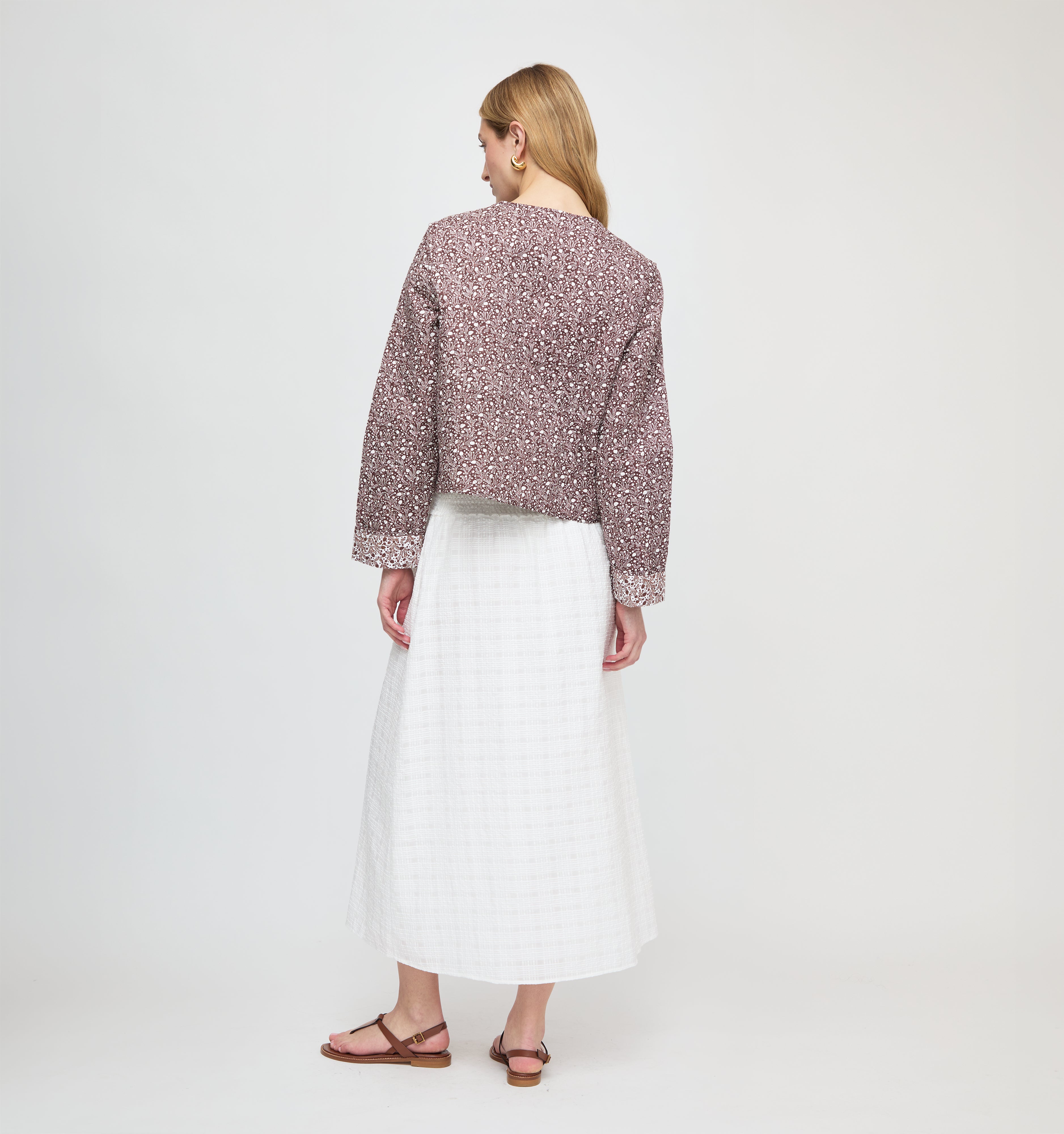 The Cropped Rowan Jacket - Chocolate Ditsy Thistle