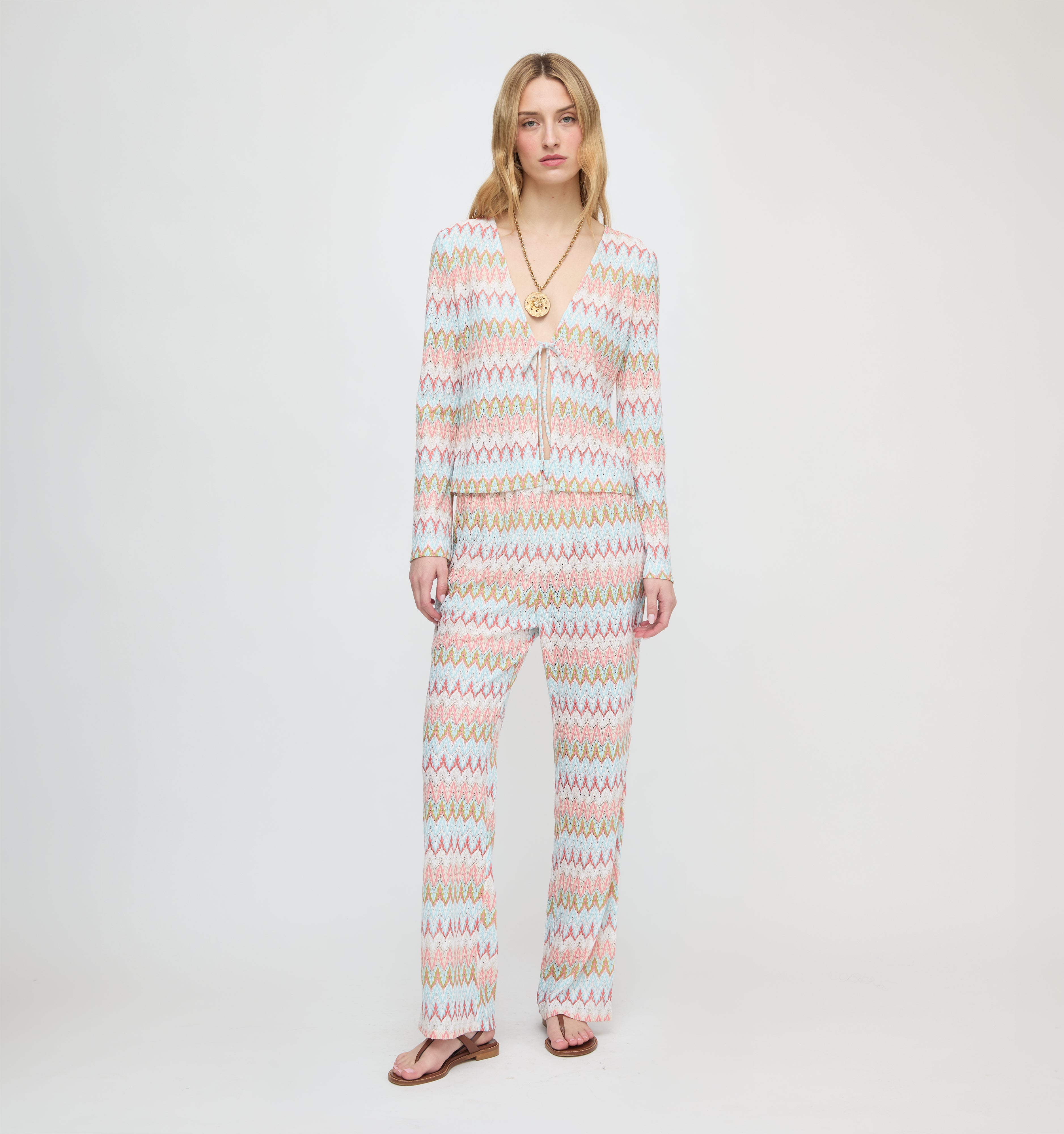 The Delia Top - White Multi Smooth Shimmer Knit