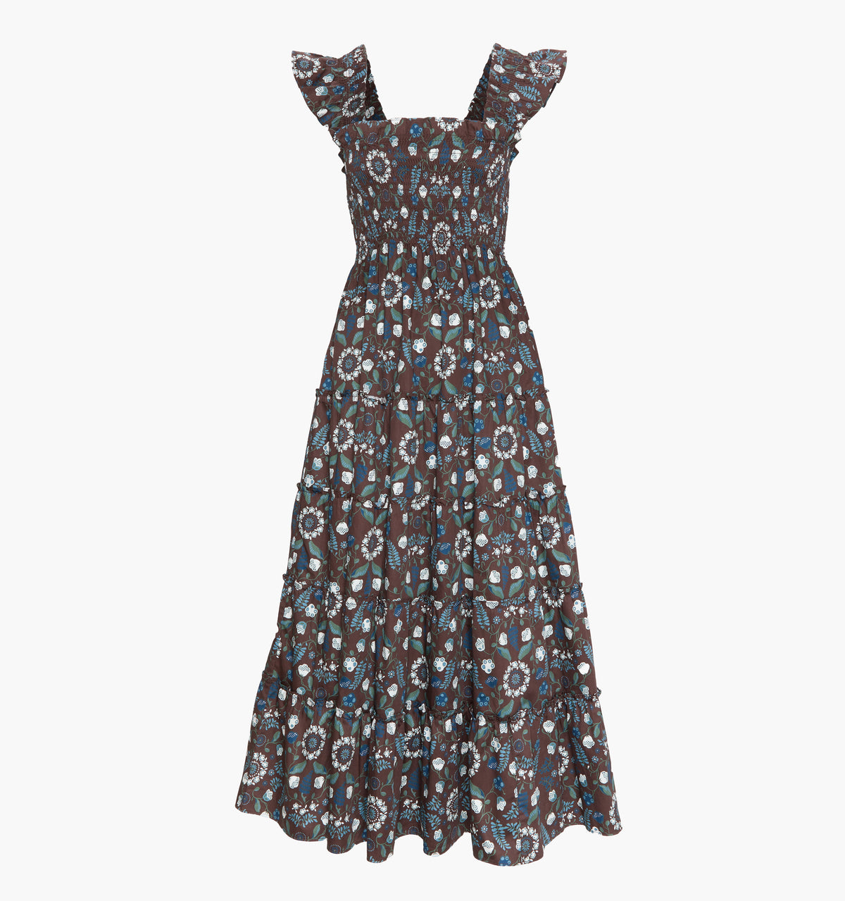 The Ellie Maxi Nap Dress - Chocolate Swedish Floral